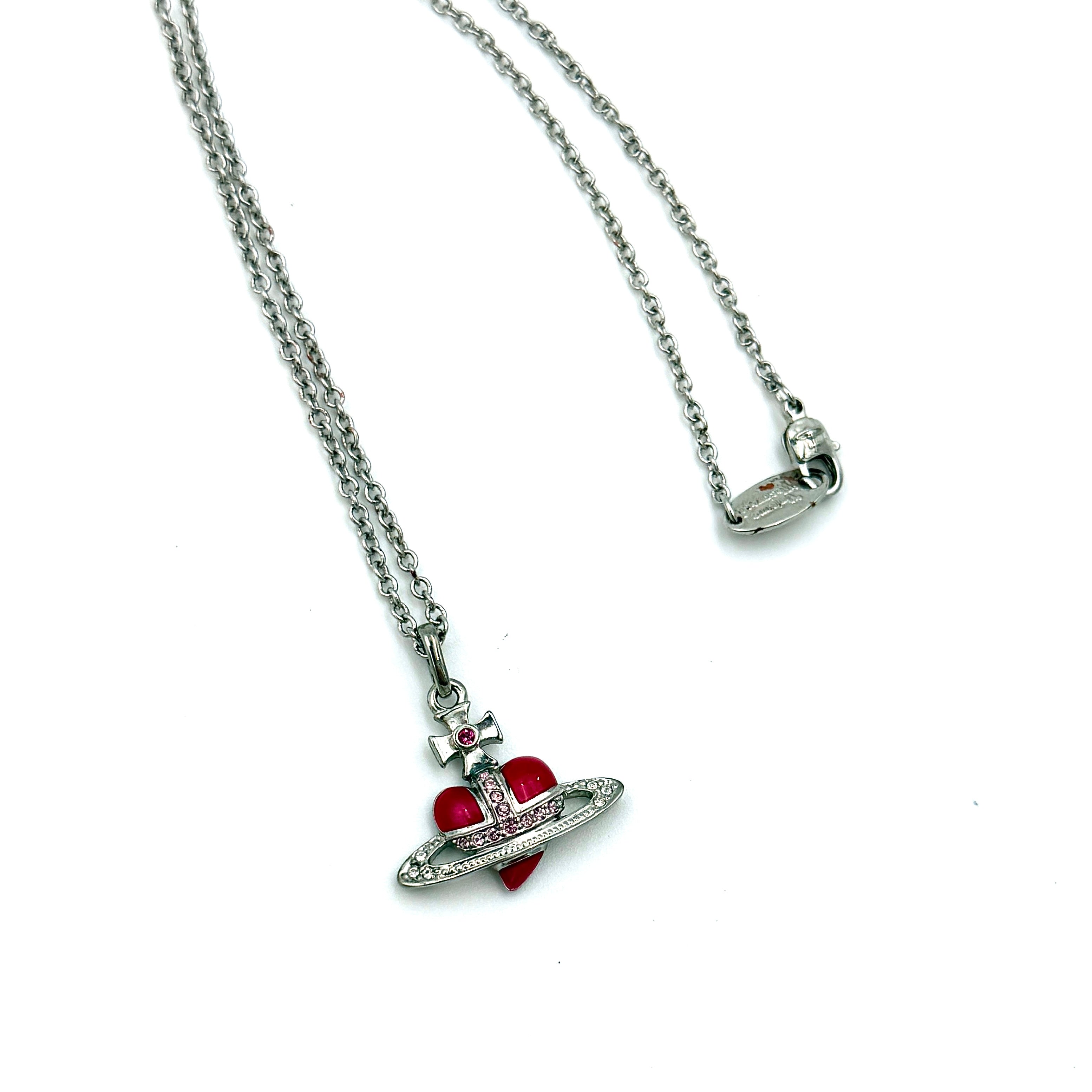 Vivienne Westwood Heart Orb Necklace Silver