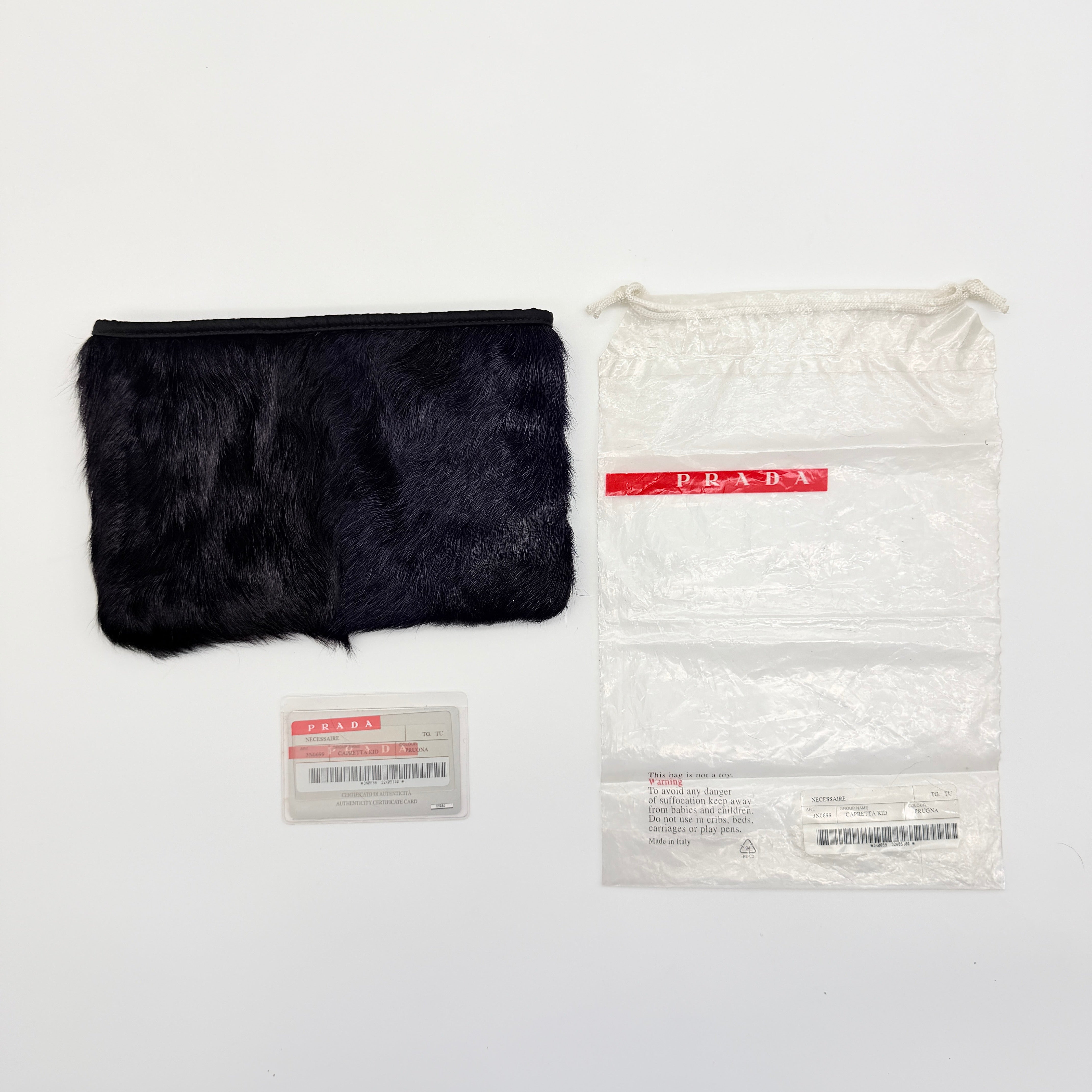 Prada Sport Mink Fur Nylon Pouch Dark Purple