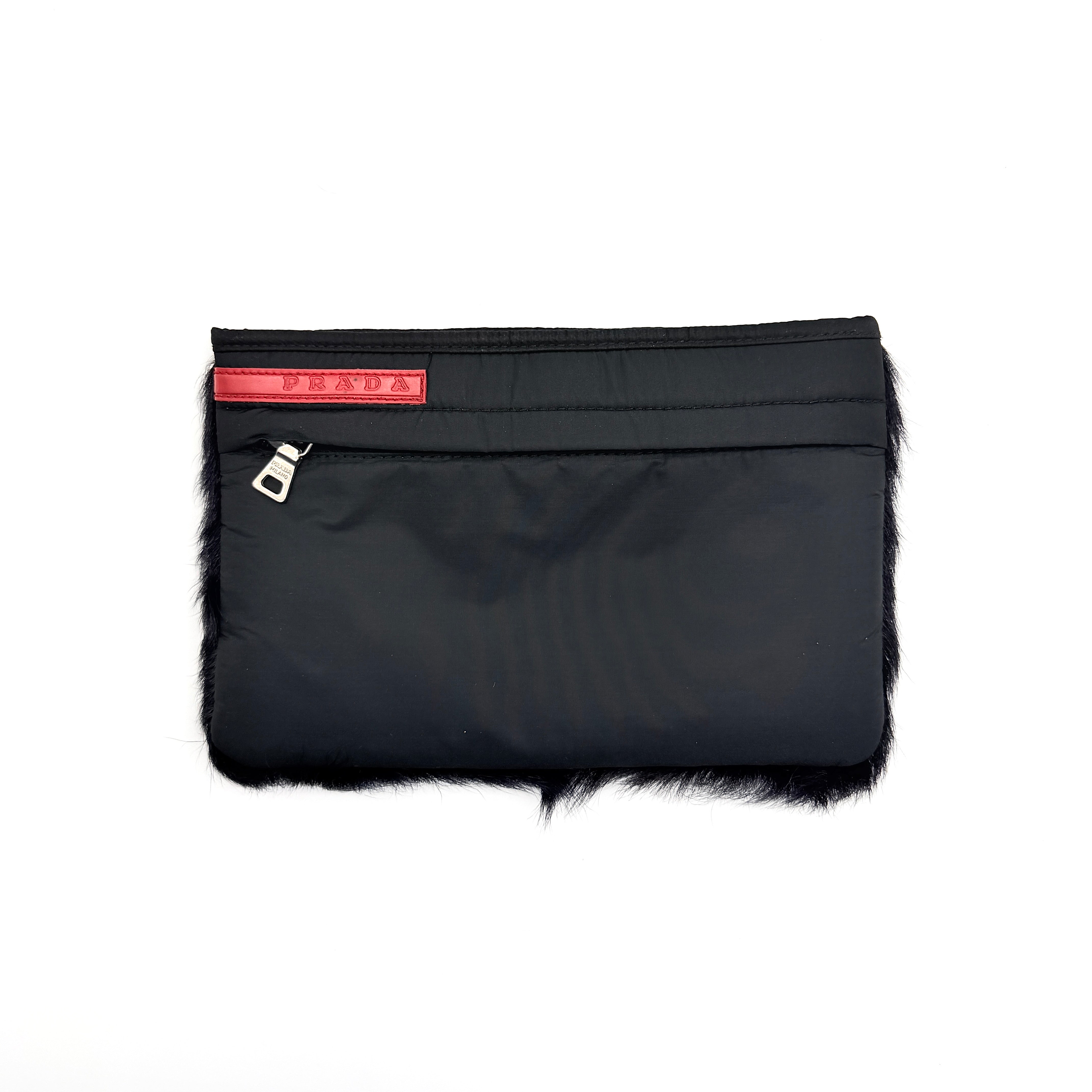 Prada Sport Mink Fur Nylon Pouch Dark Purple