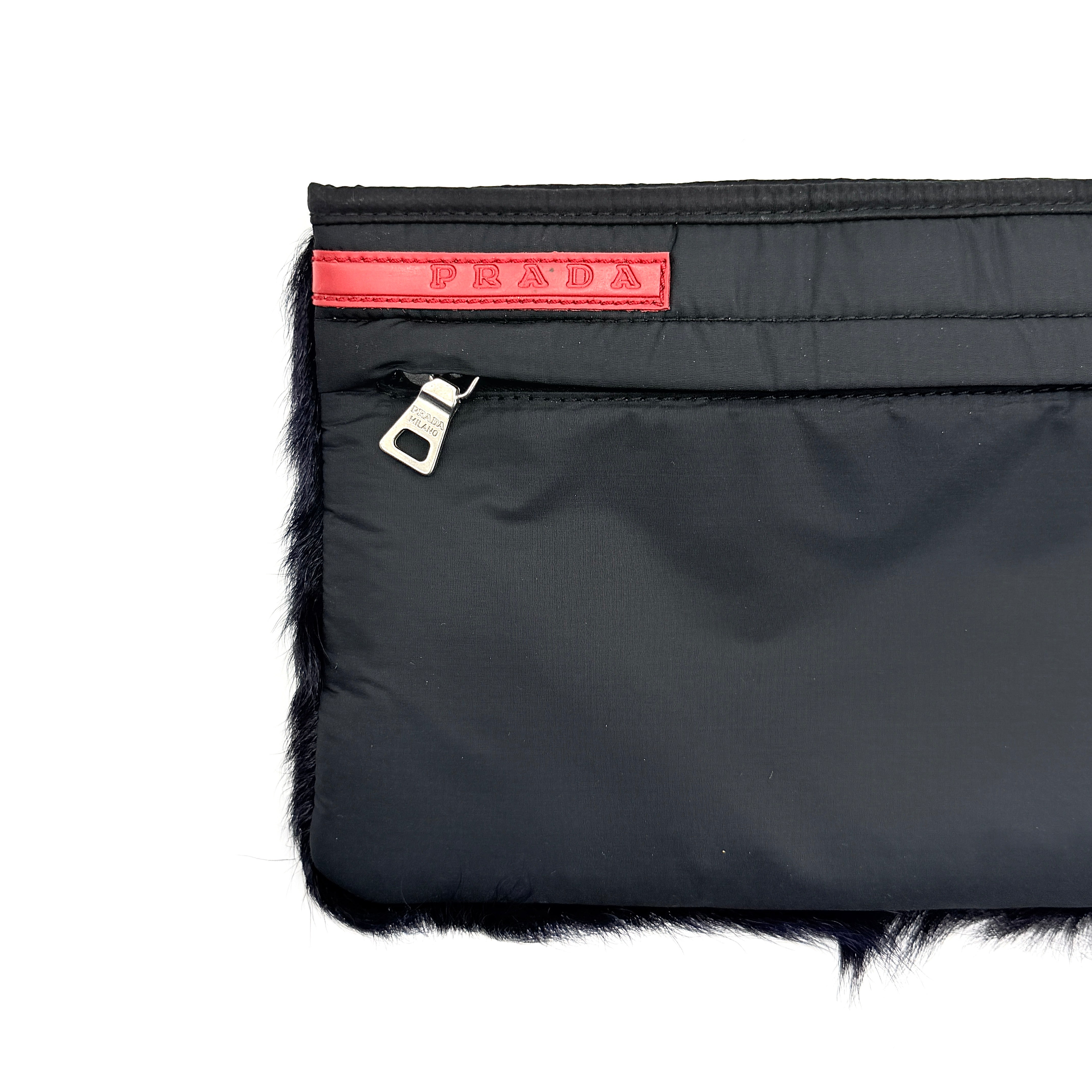 Prada Sport Mink Fur Nylon Pouch Dark Purple