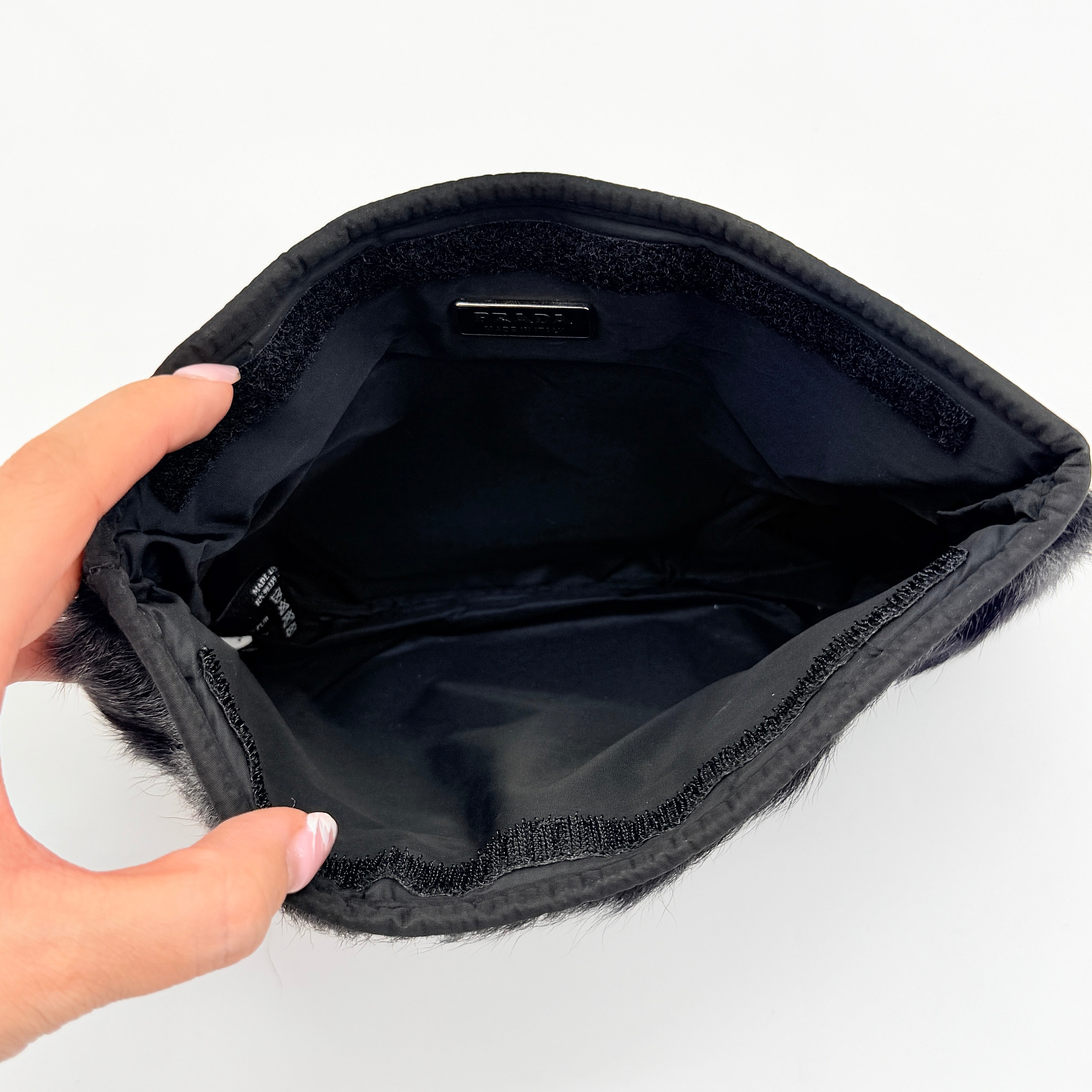 Prada Sport Mink Fur Nylon Pouch Dark Purple