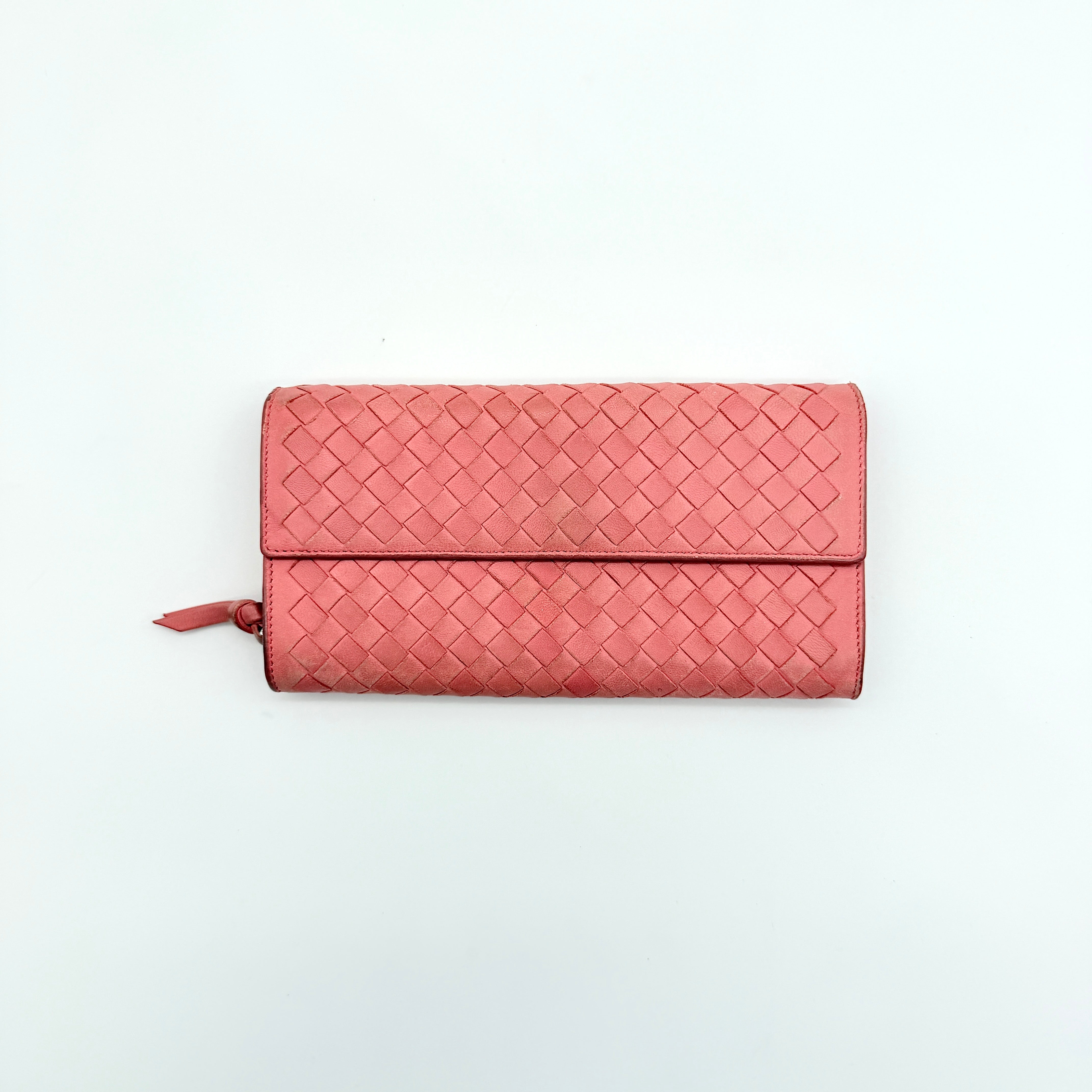 Bottega Veneta Intrecciato Long Wallet Pink