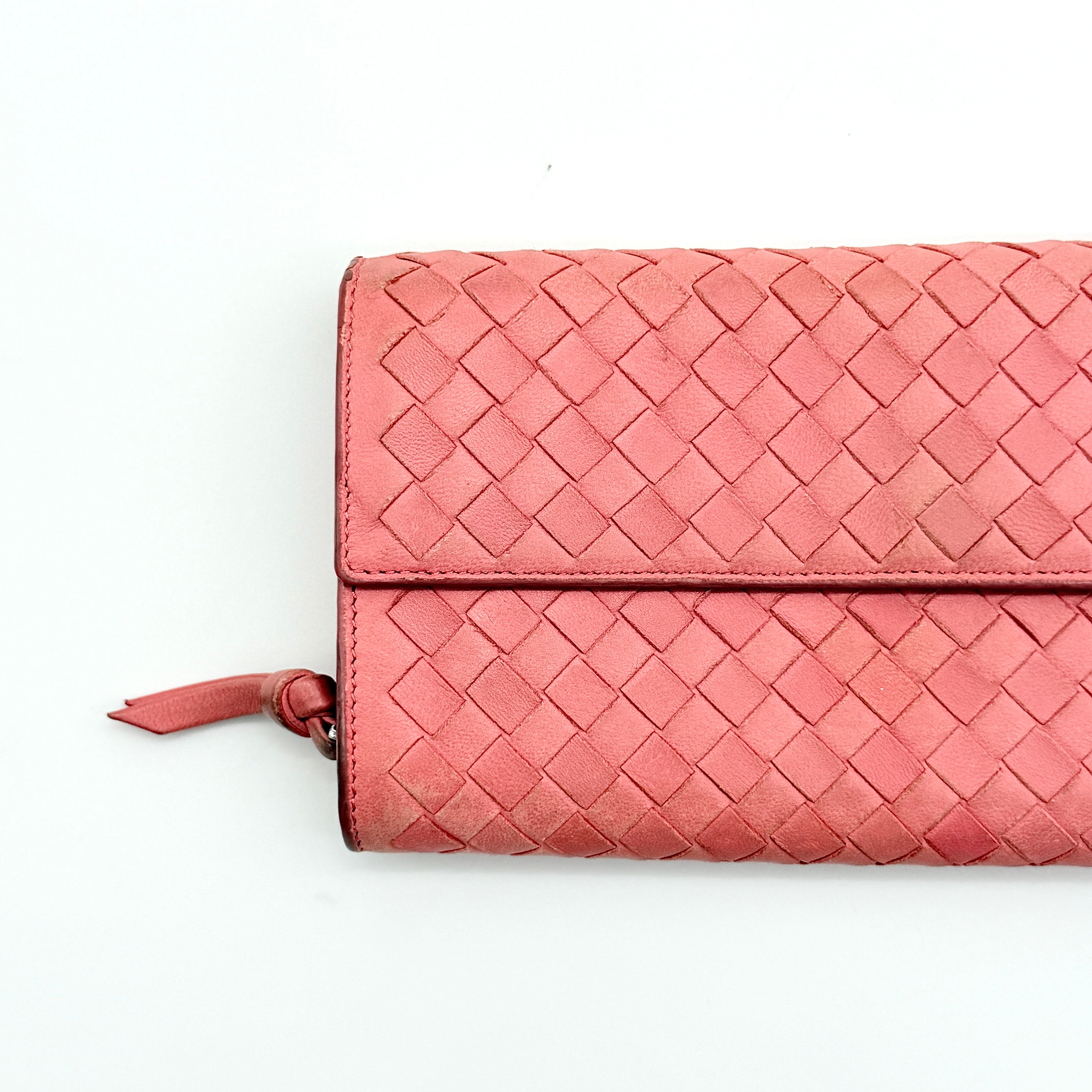 Bottega Veneta Intrecciato Long Wallet Pink