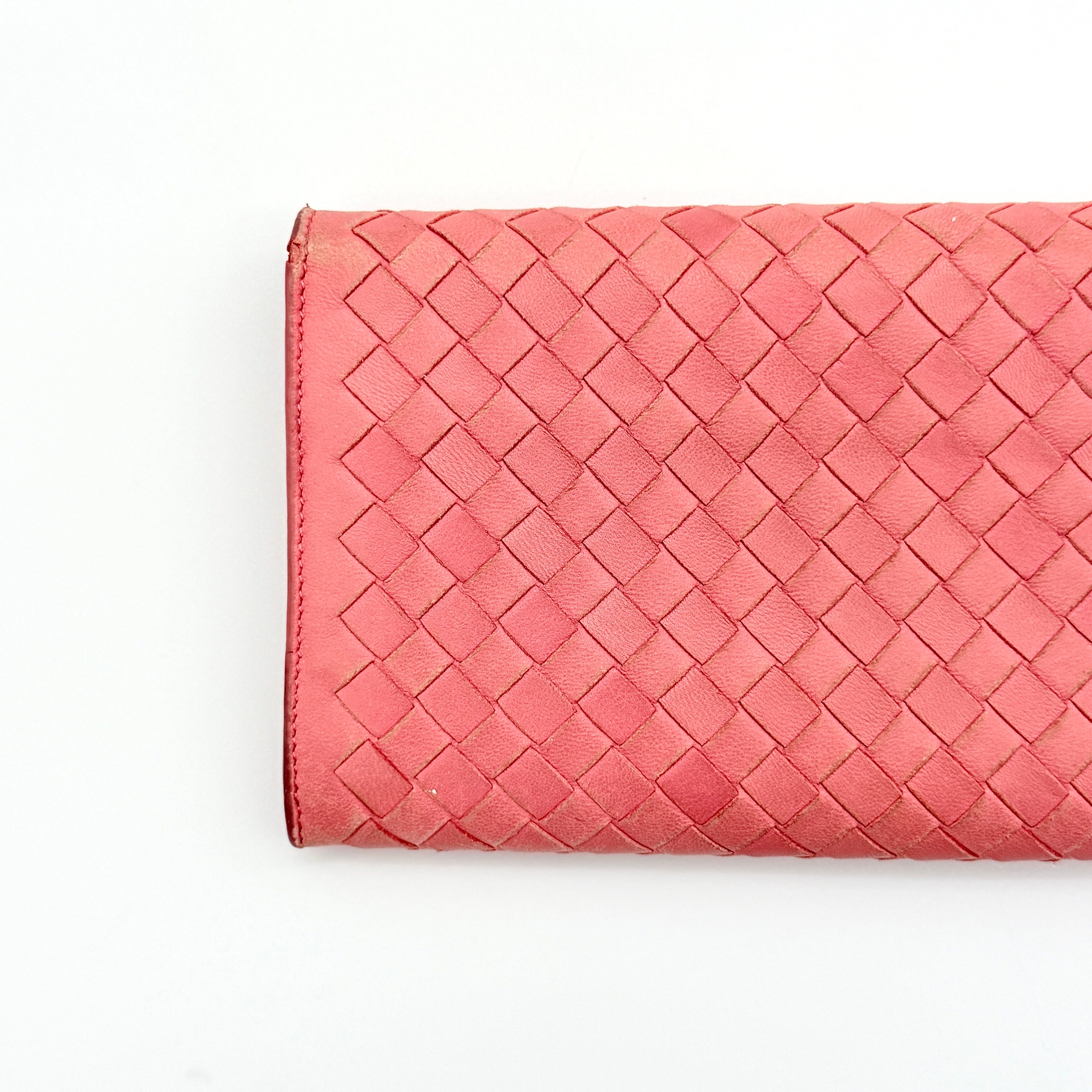 Bottega Veneta Intrecciato Long Wallet Pink