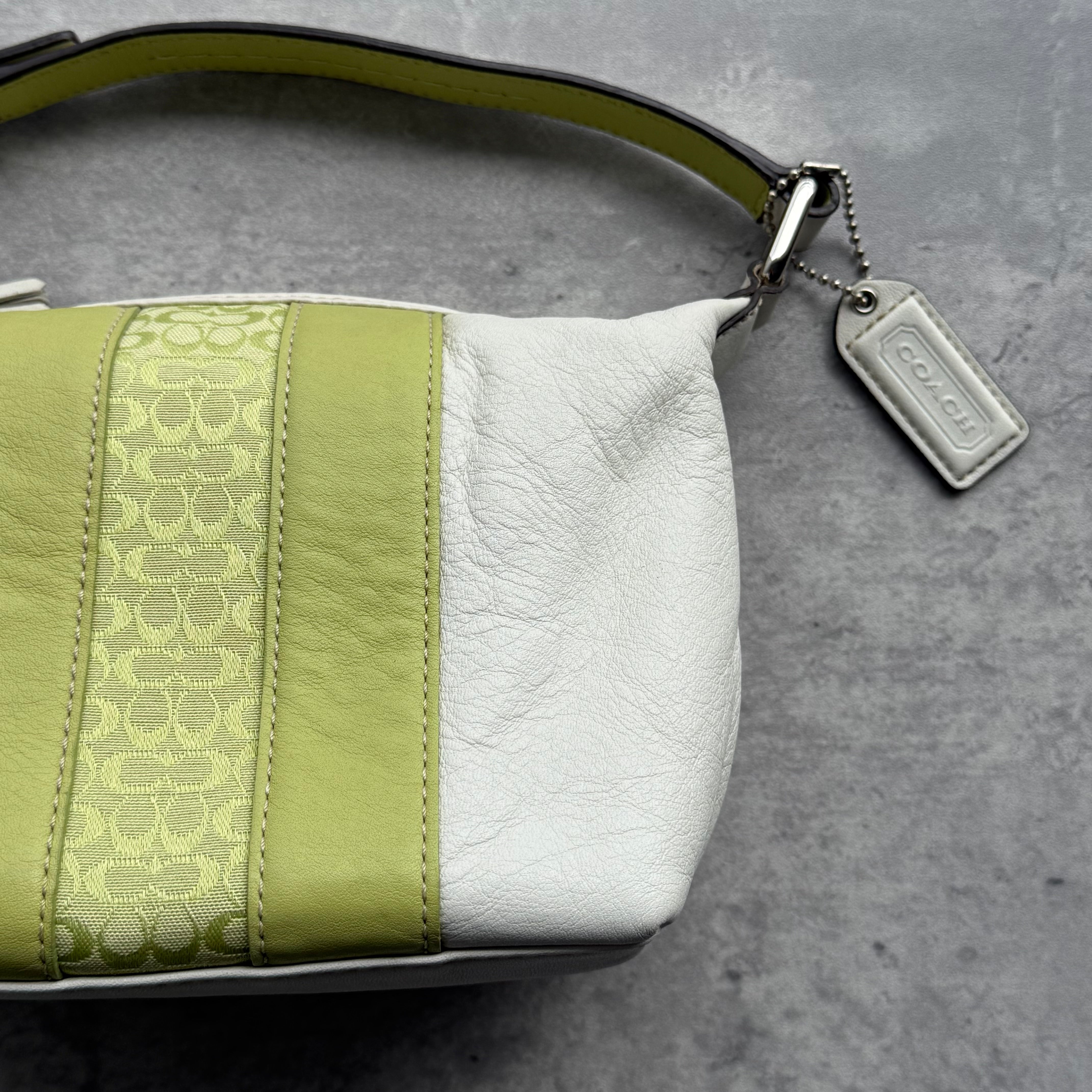Coach Signature Stripe Mini Hobo ShoulderBag Green/White
