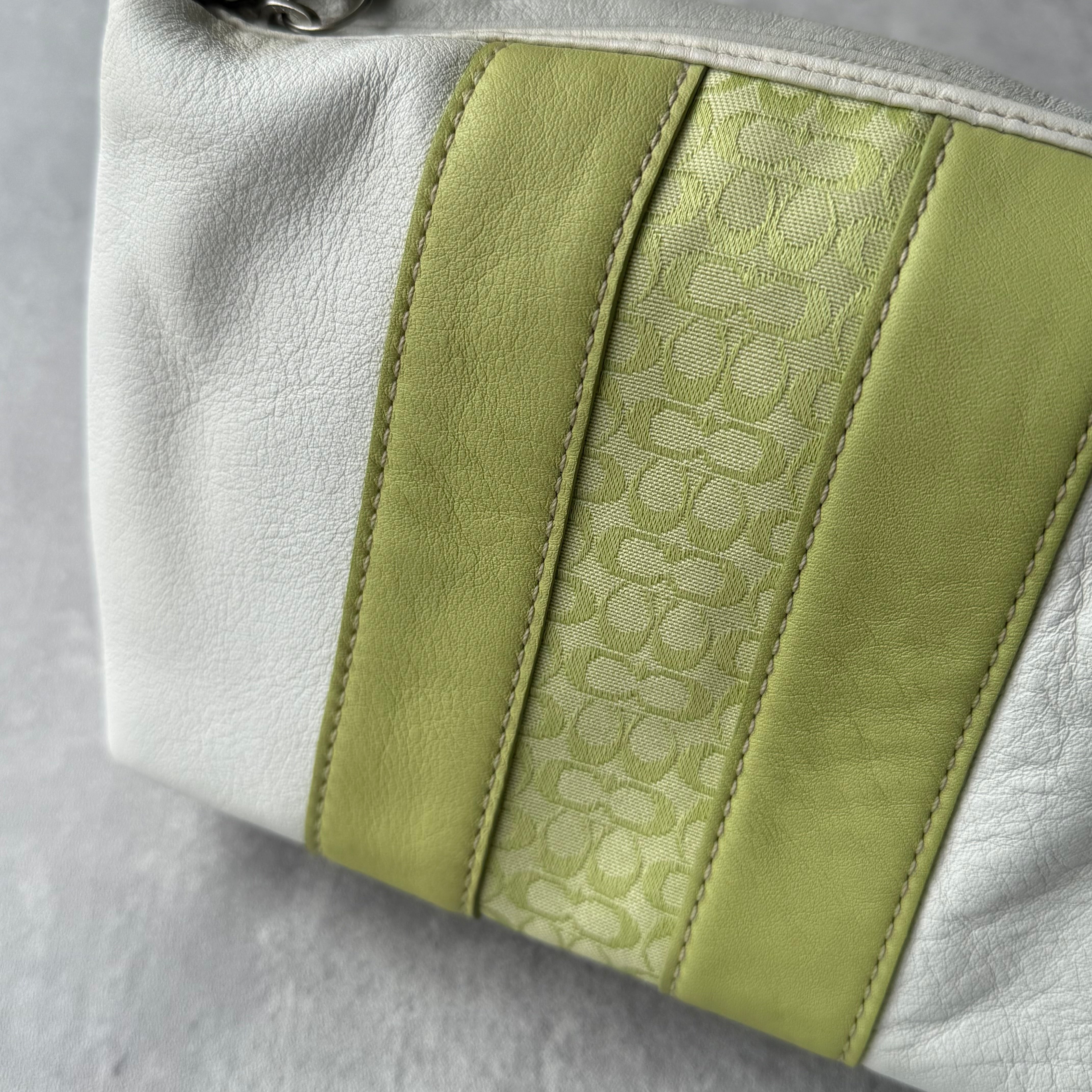 Coach Signature Stripe Mini Hobo ShoulderBag Green/White