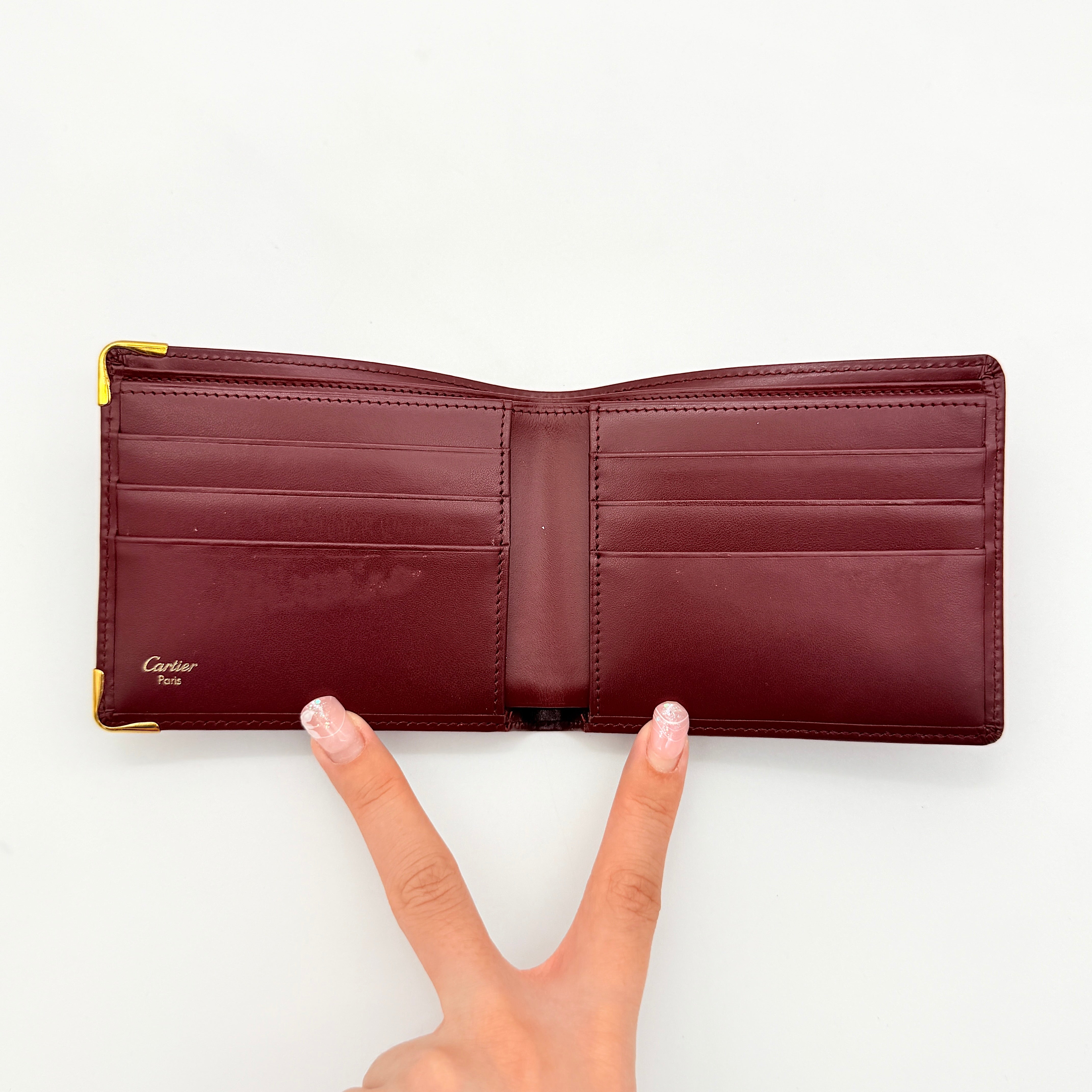 Cartier Must de Cartier Leather Bifold Wallet Burgundy