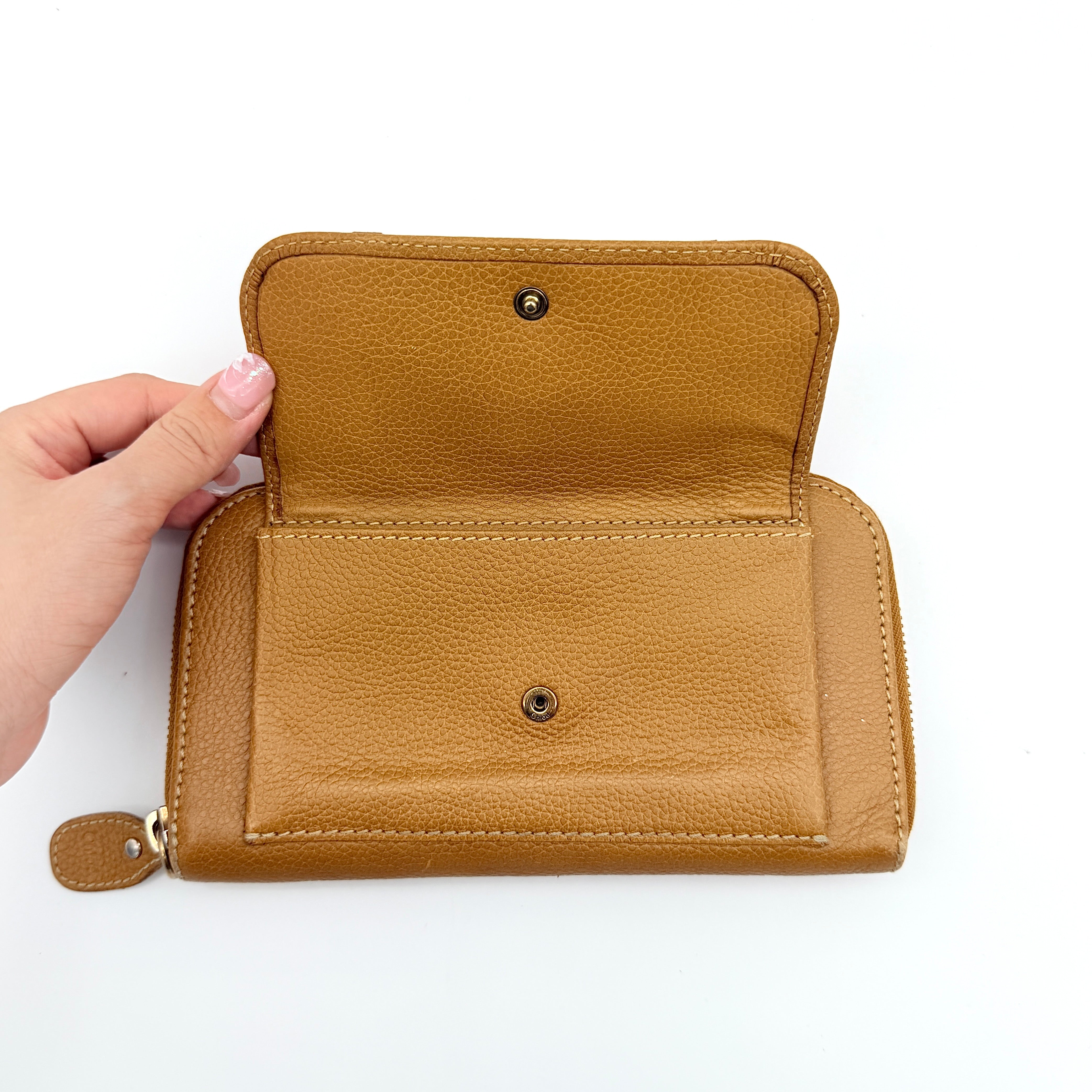 Chloe Paraty Zip Around Long Wallet Brown