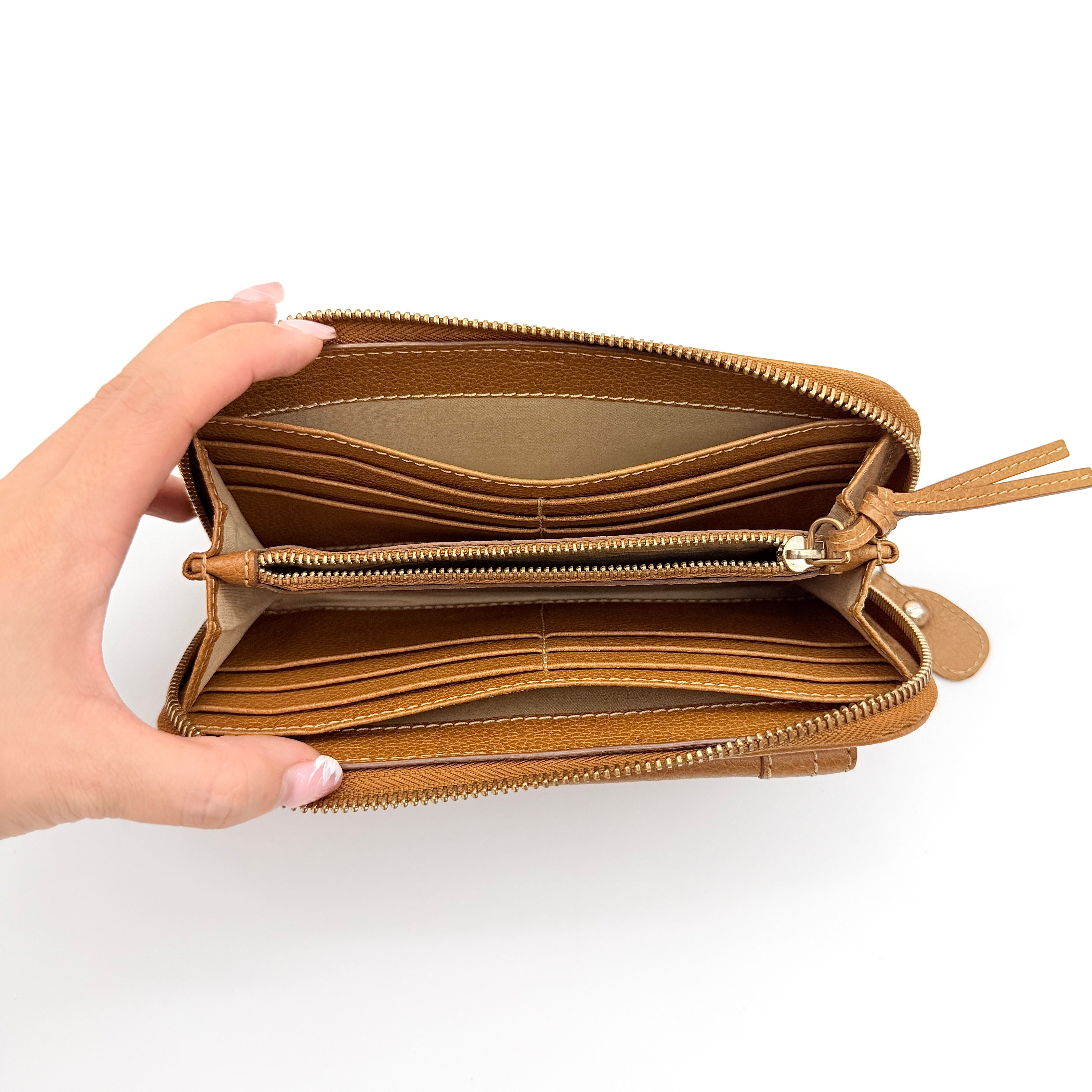 Chloe Paraty Zip Around Long Wallet Brown