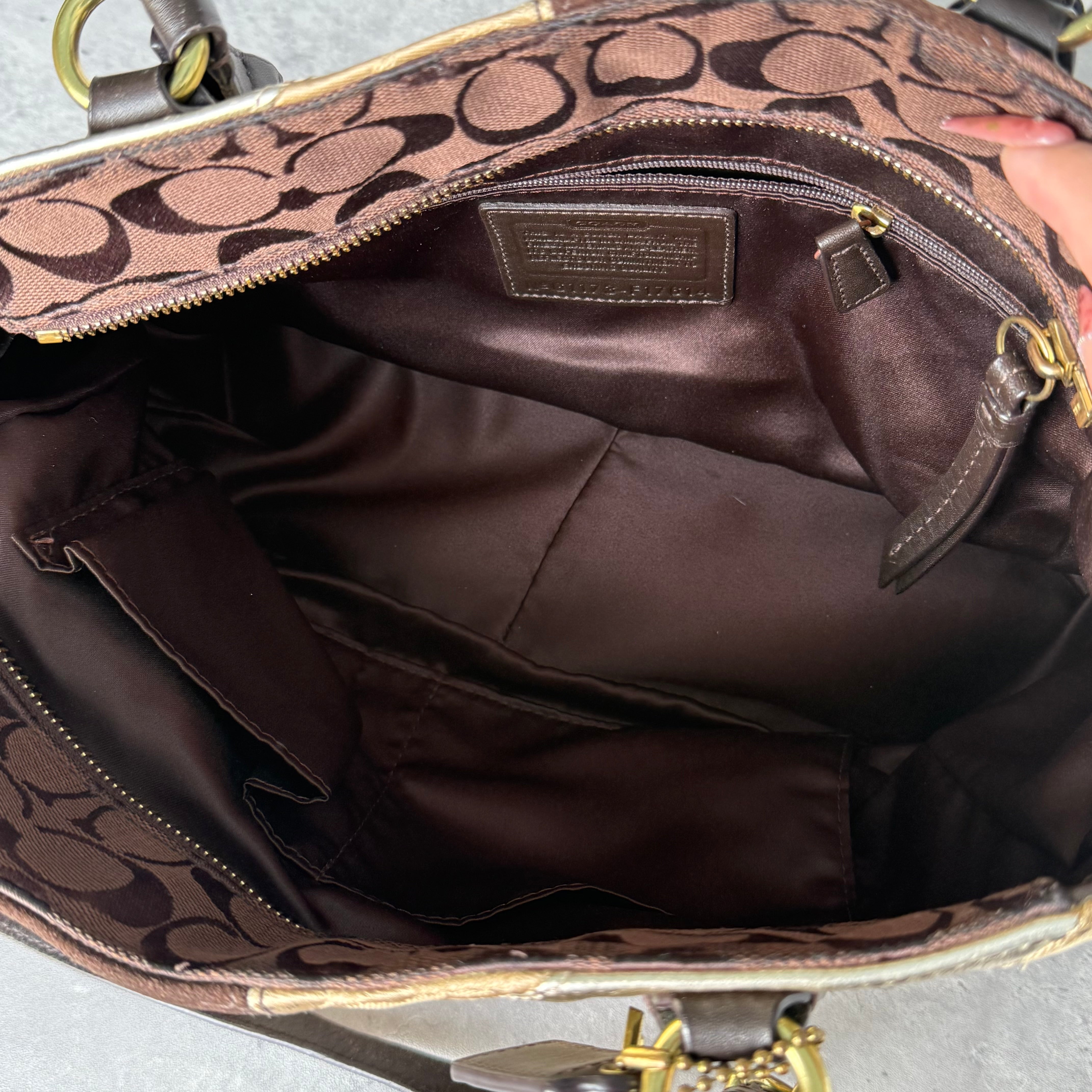 Coach Y2K Chevron Patchwork Tote Bag Brown Multicolor