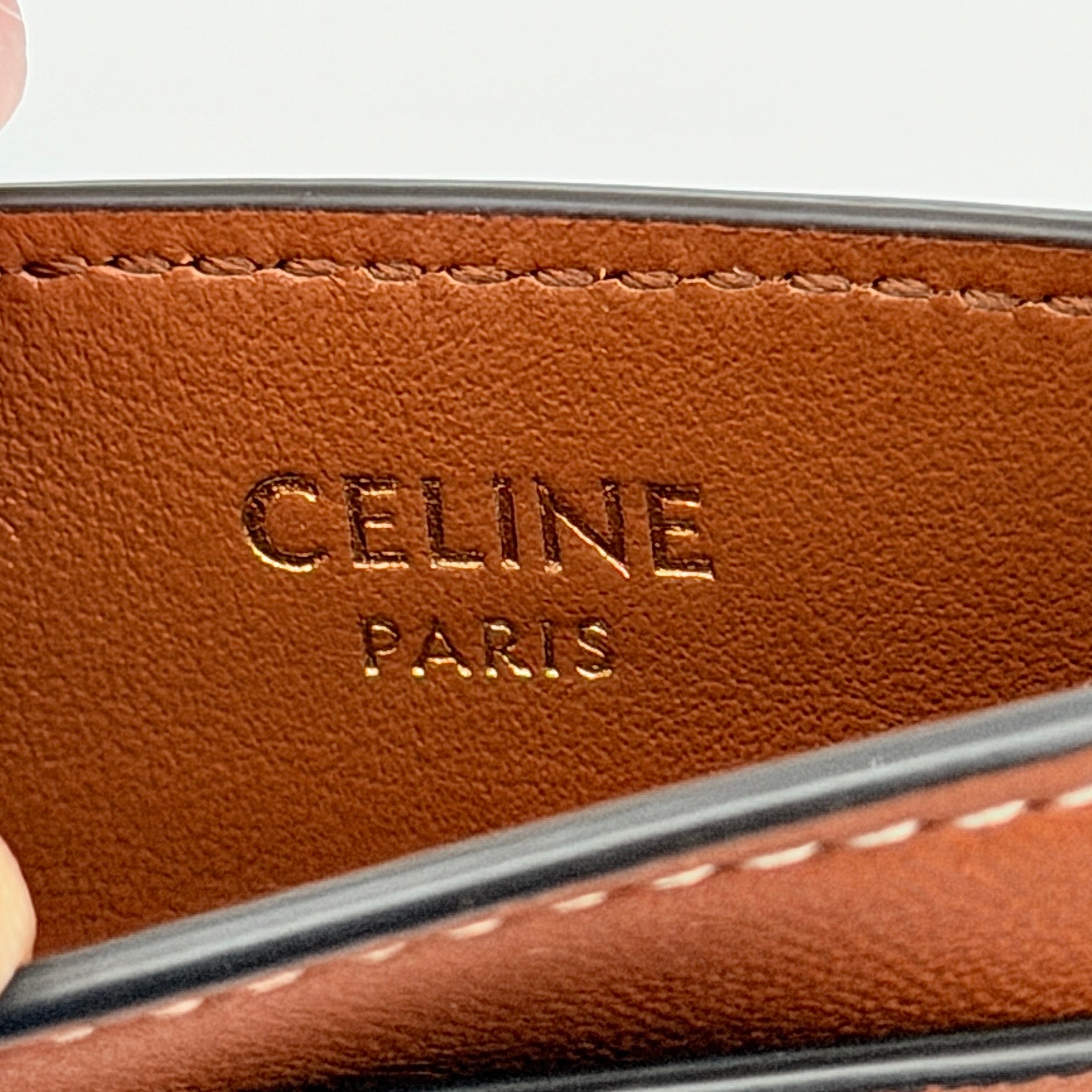 Celine Triomphe Leather Card Holder Tan