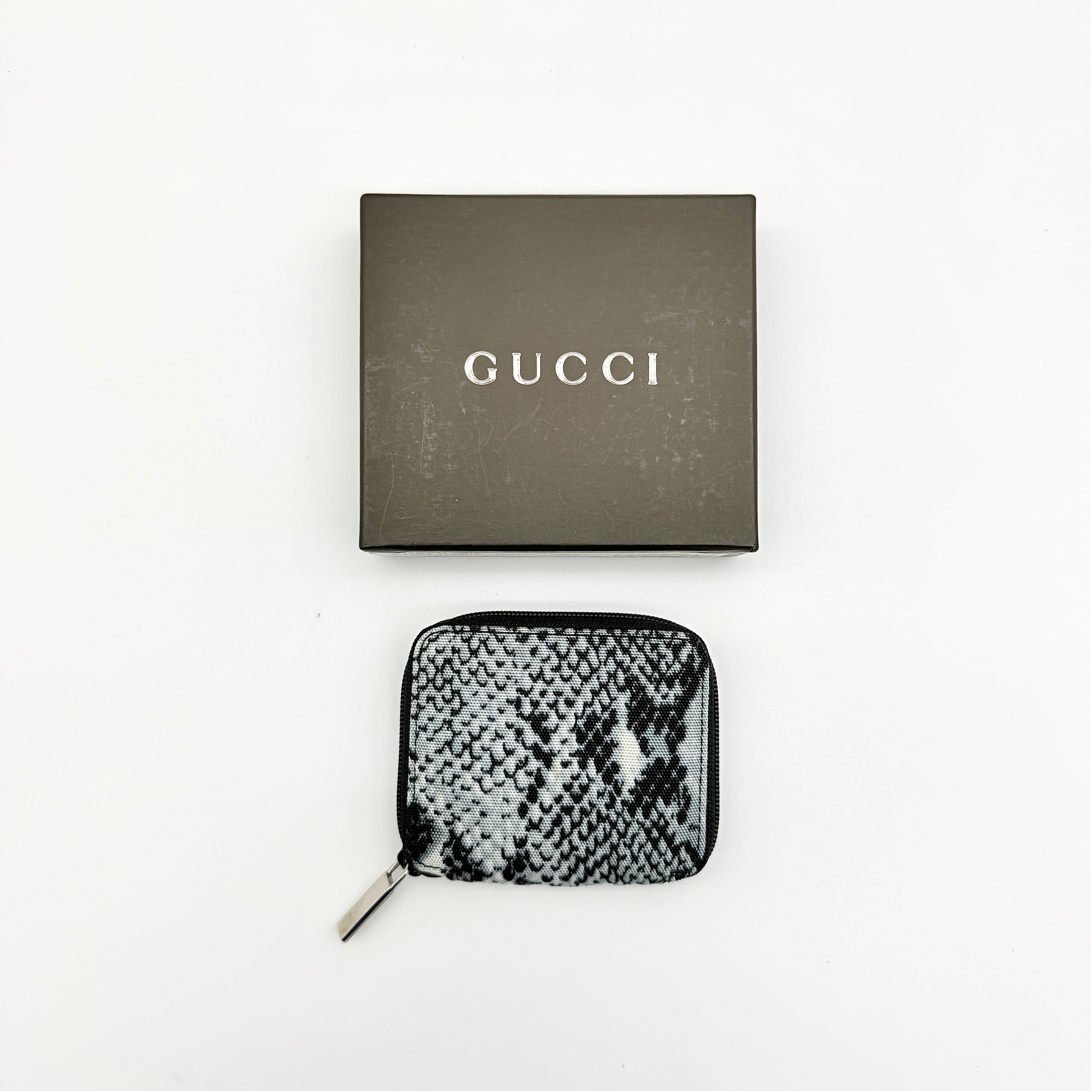 Gucci Snakeskin Zip Around Coin Purse Blue