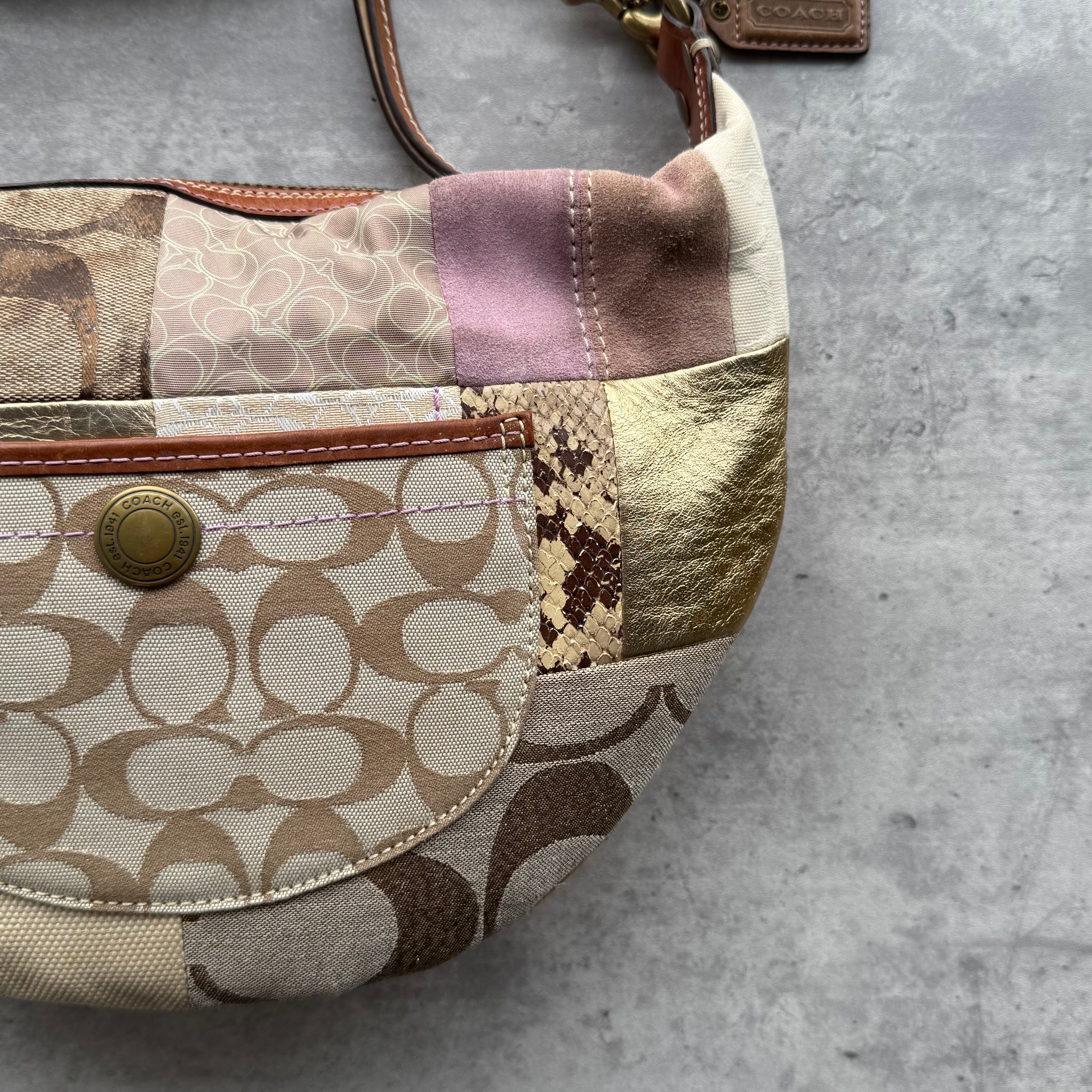Coach Y2K Patchwork Hobo Boho ShoulderBag Multicolor