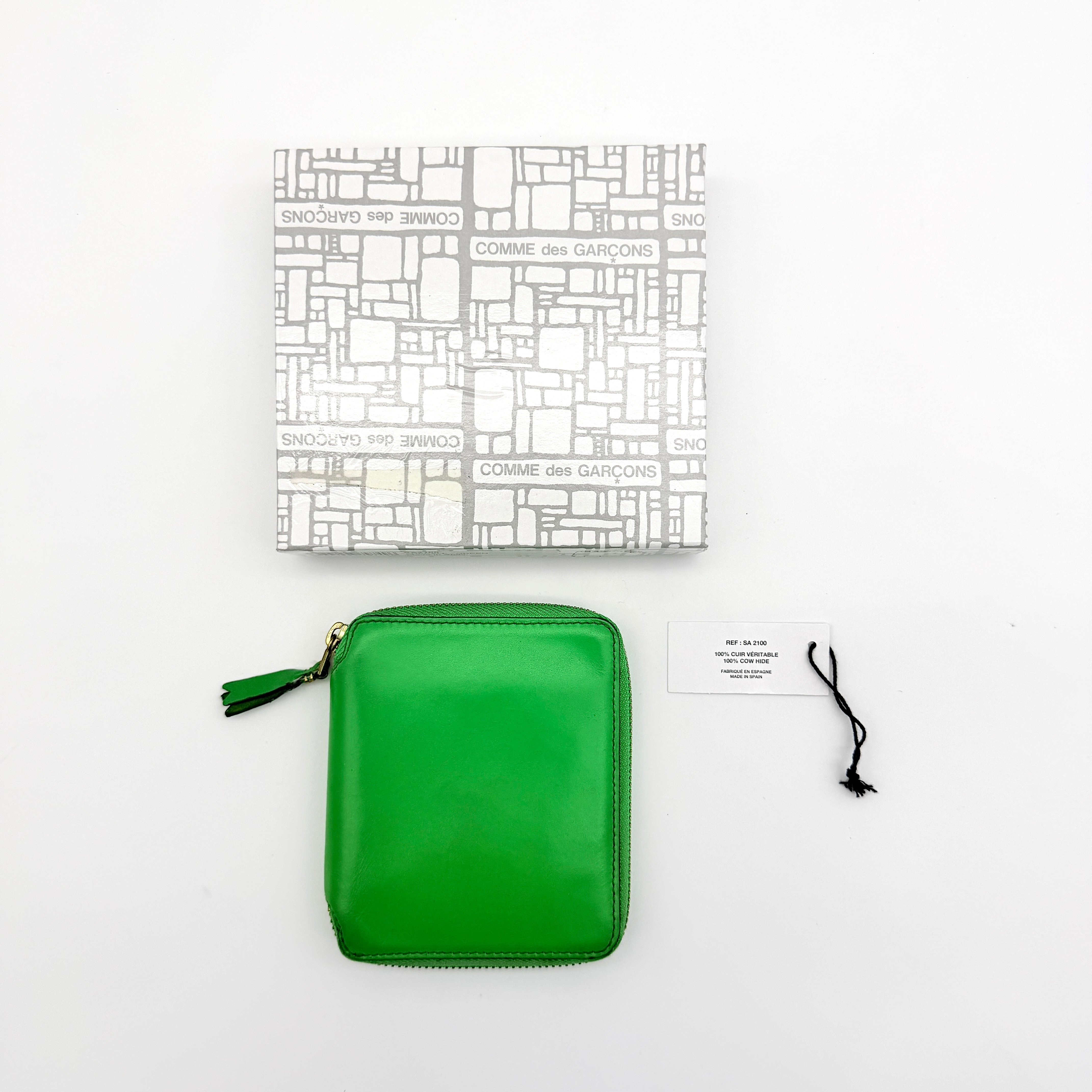 Comme des Garçons Leather Zipped Wallet Green