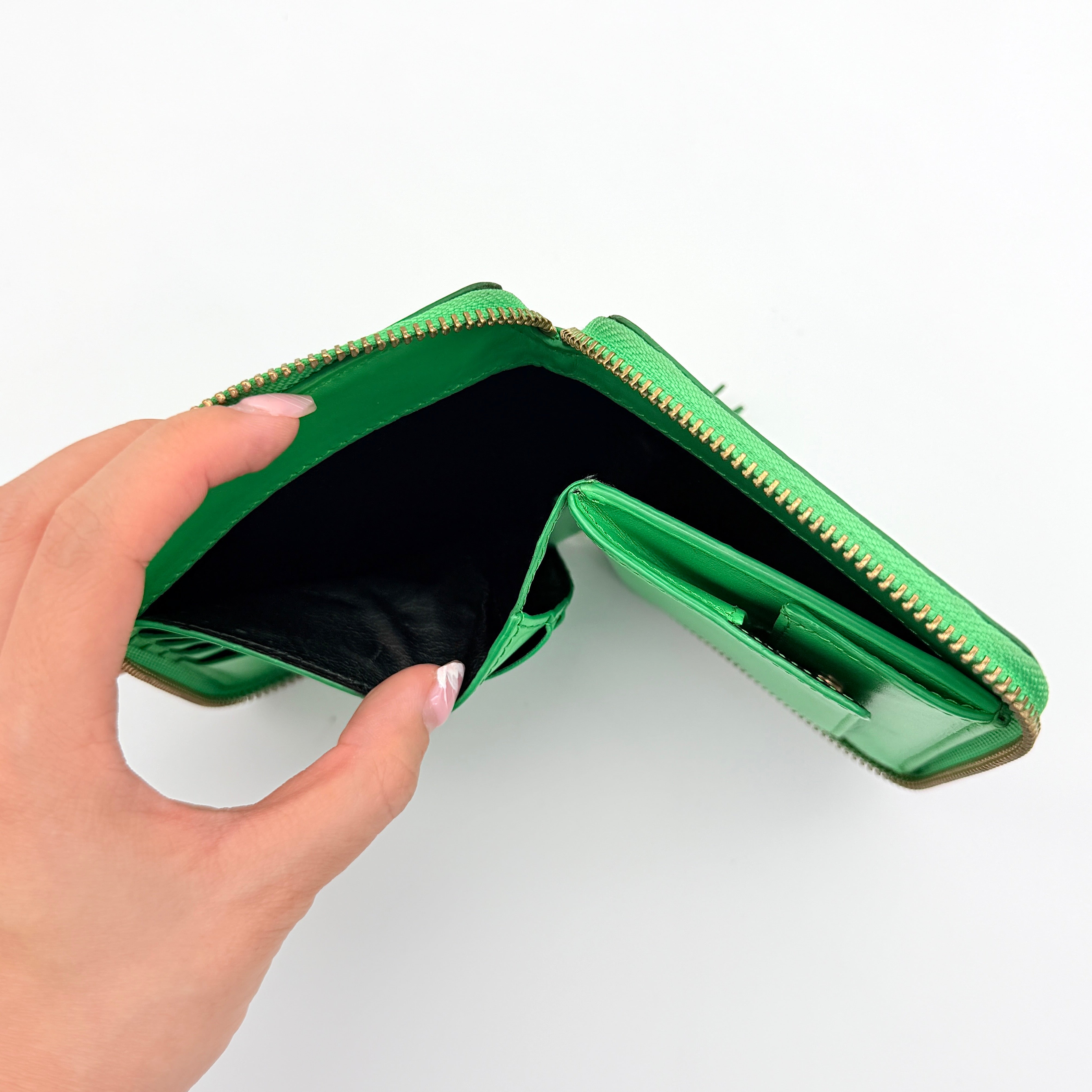 Comme des Garçons Leather Zipped Wallet Green