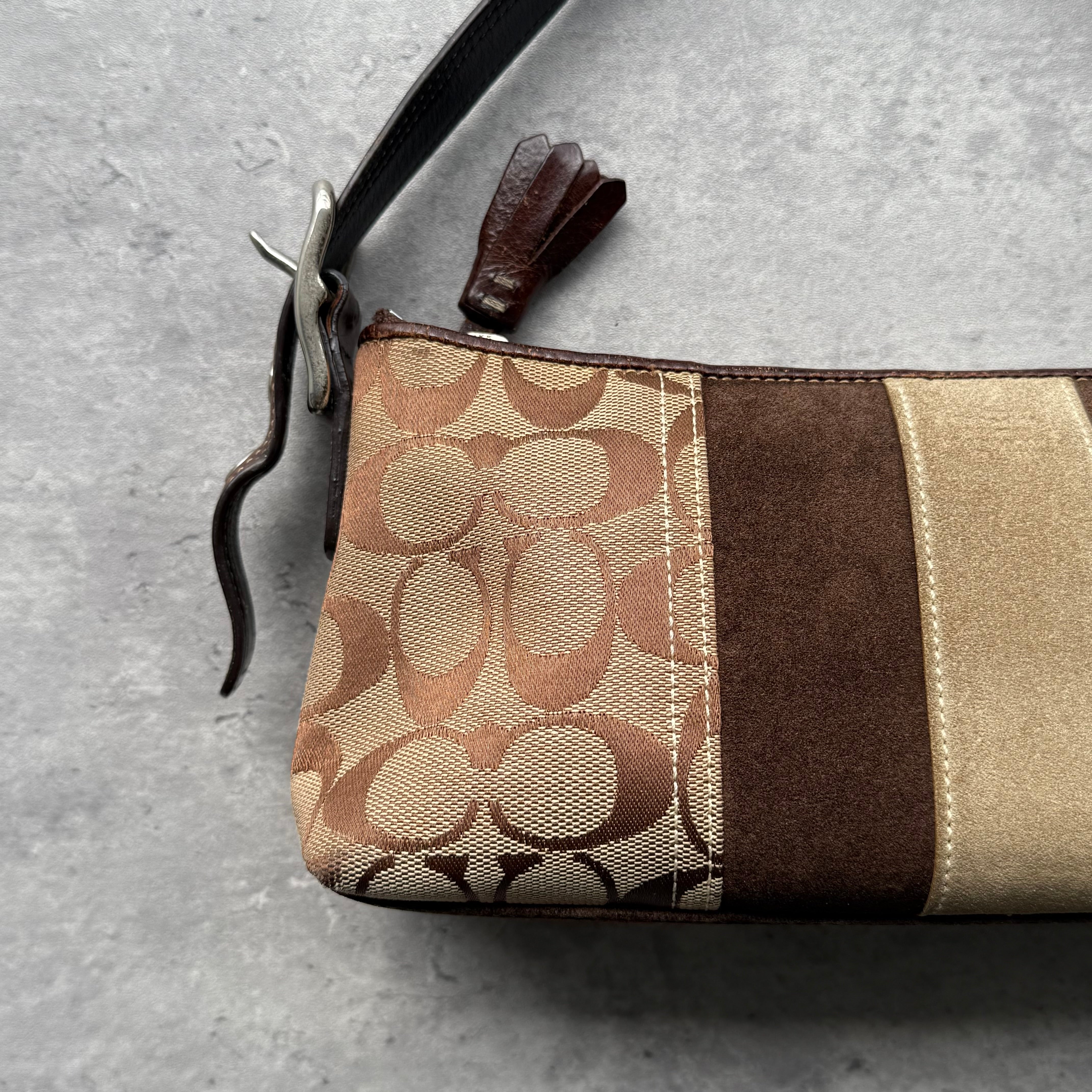 Coach Y2K Stripe Demi Baguette ShoulderBag Brown/Beige