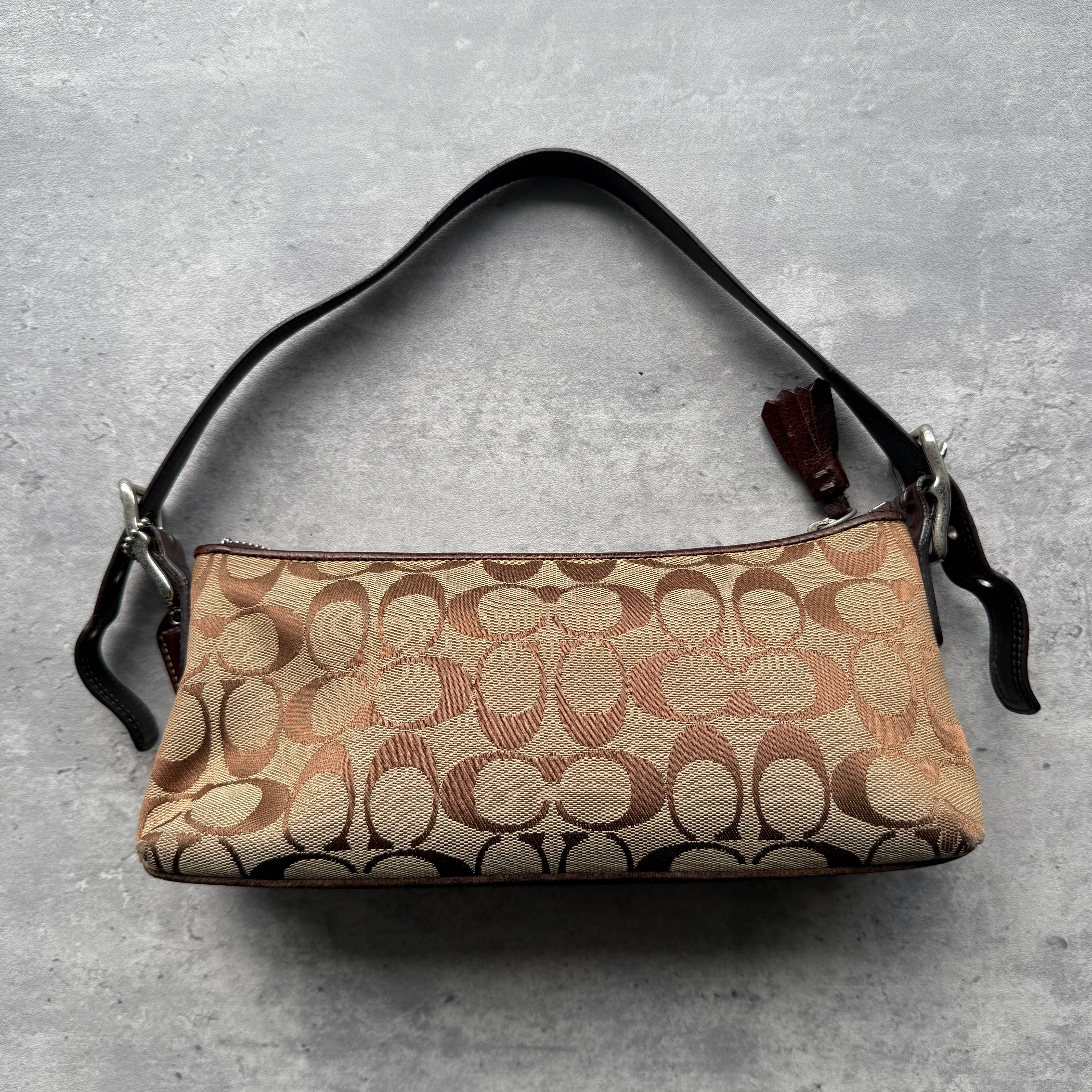 Coach Y2K Stripe Demi Baguette ShoulderBag Brown/Beige