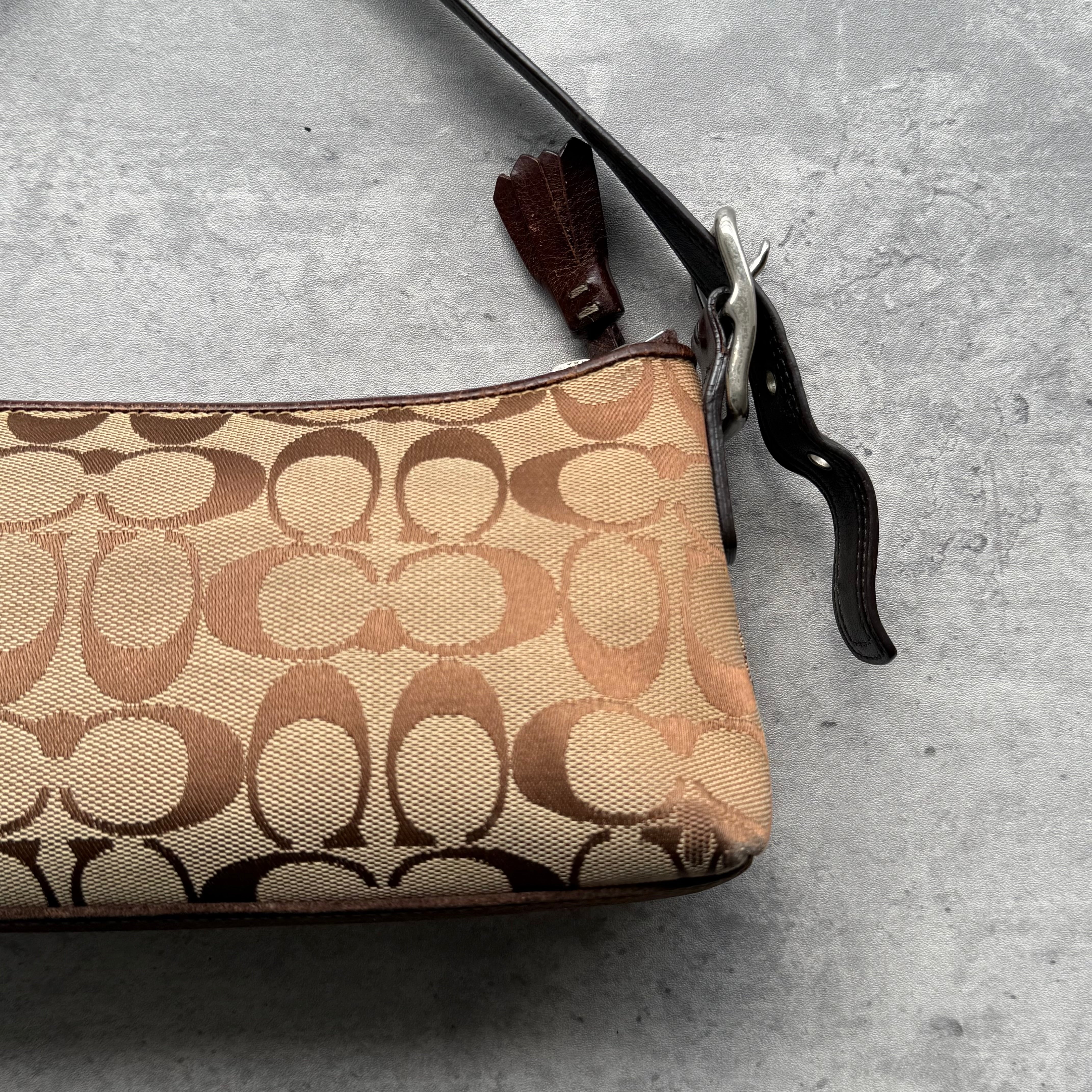 Coach Y2K Stripe Demi Baguette ShoulderBag Brown/Beige