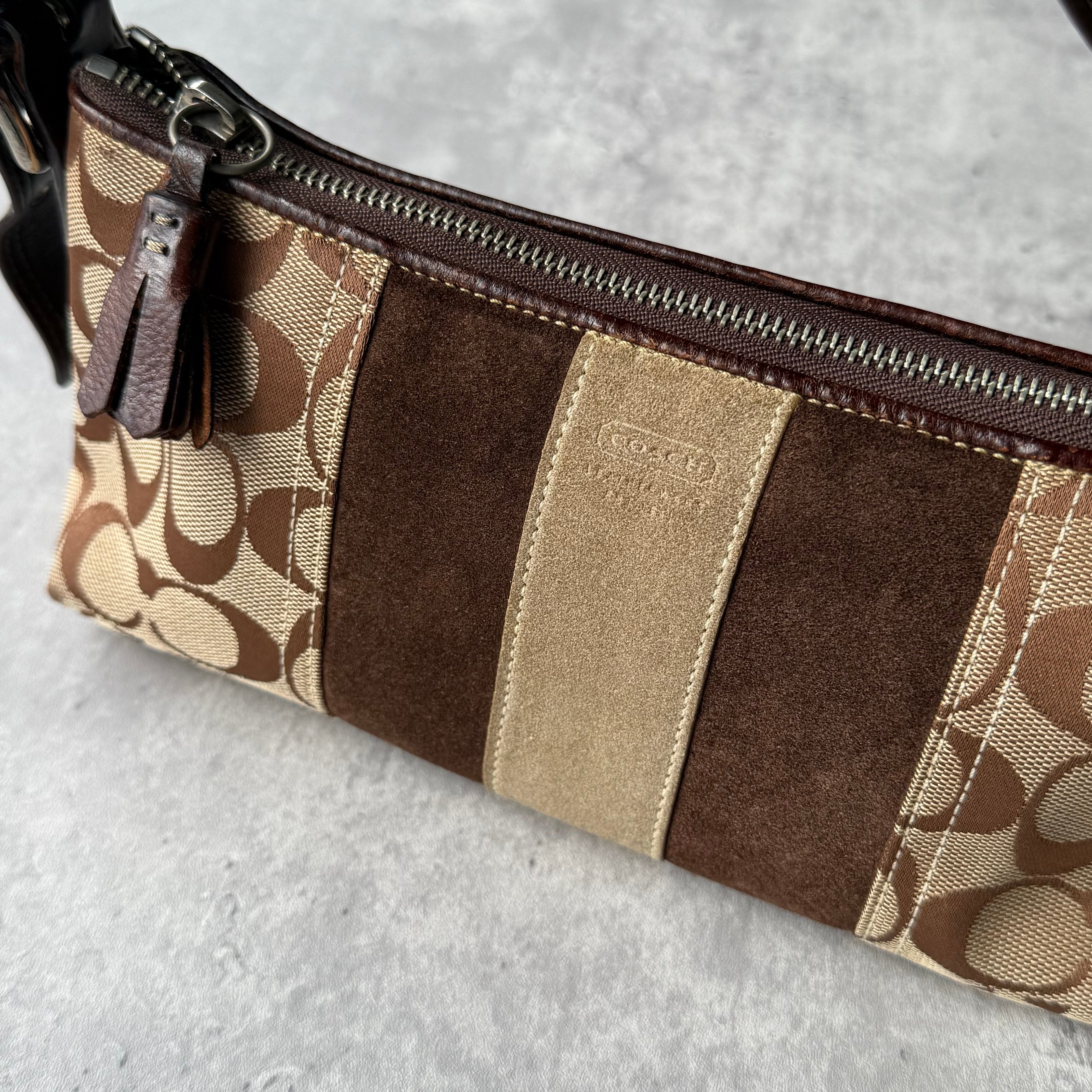 Coach Y2K Stripe Demi Baguette ShoulderBag Brown/Beige