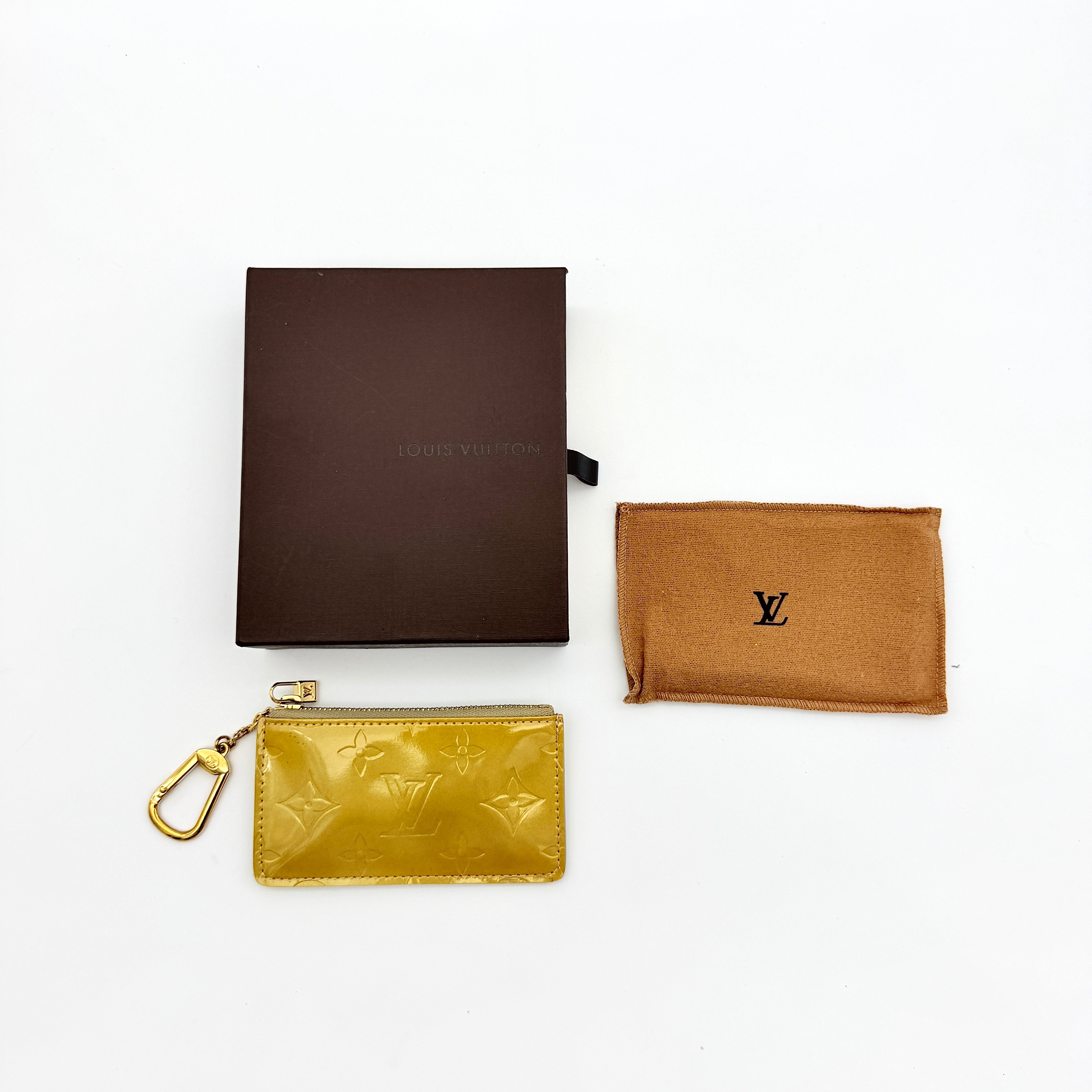 Louis Vuitton Monogram Vernis Pochette Cles Coin Case Yellow