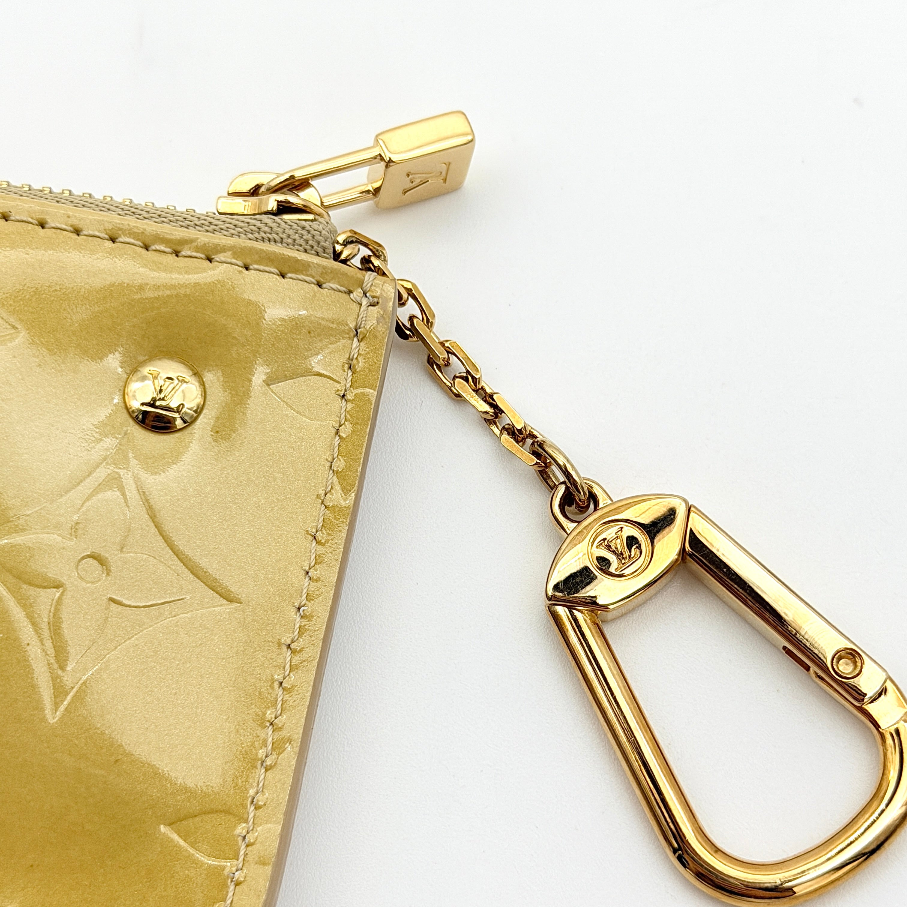 Louis Vuitton Monogram Vernis Pochette Cles Coin Case Yellow