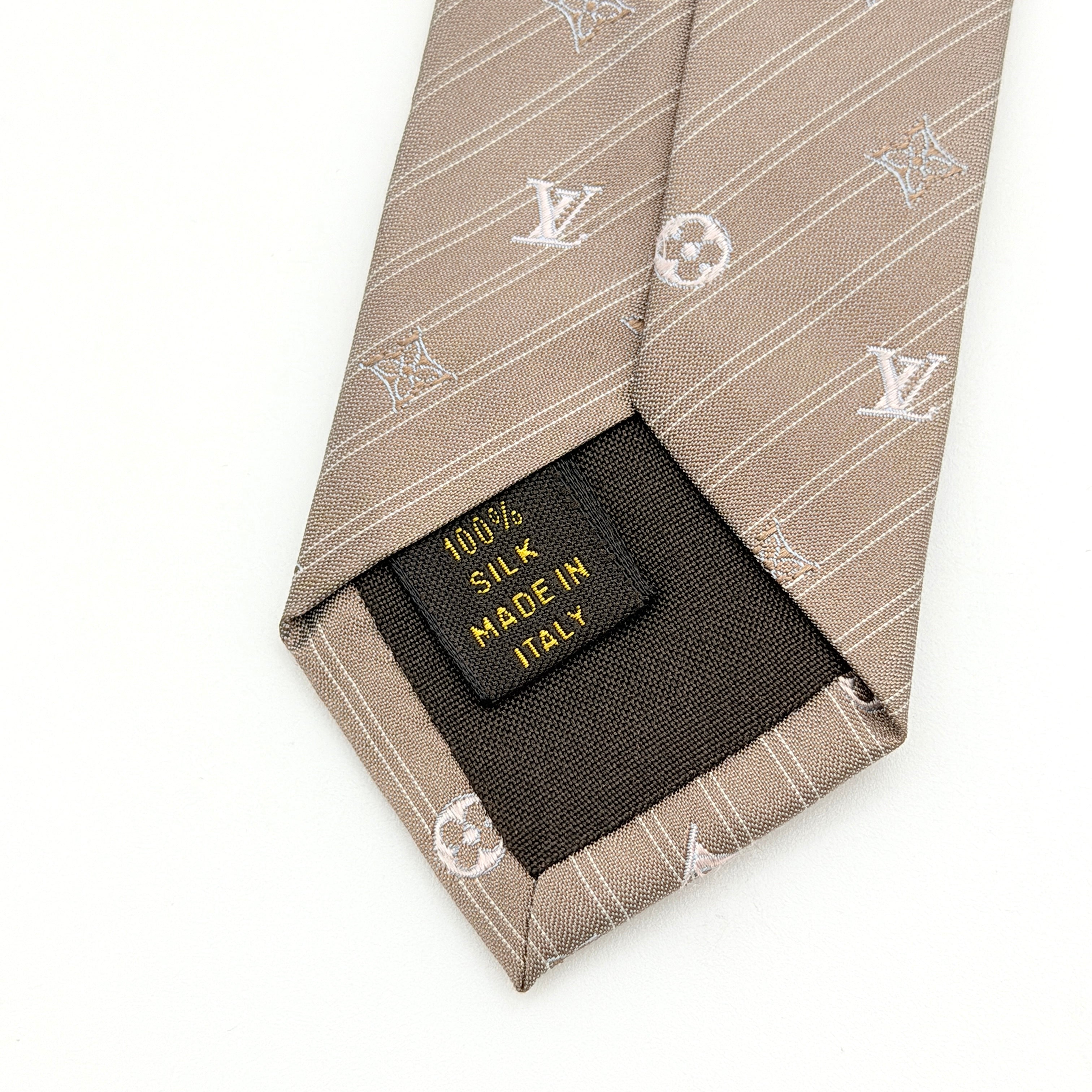 Louis Vuitton Monogram Silk Tie Beige