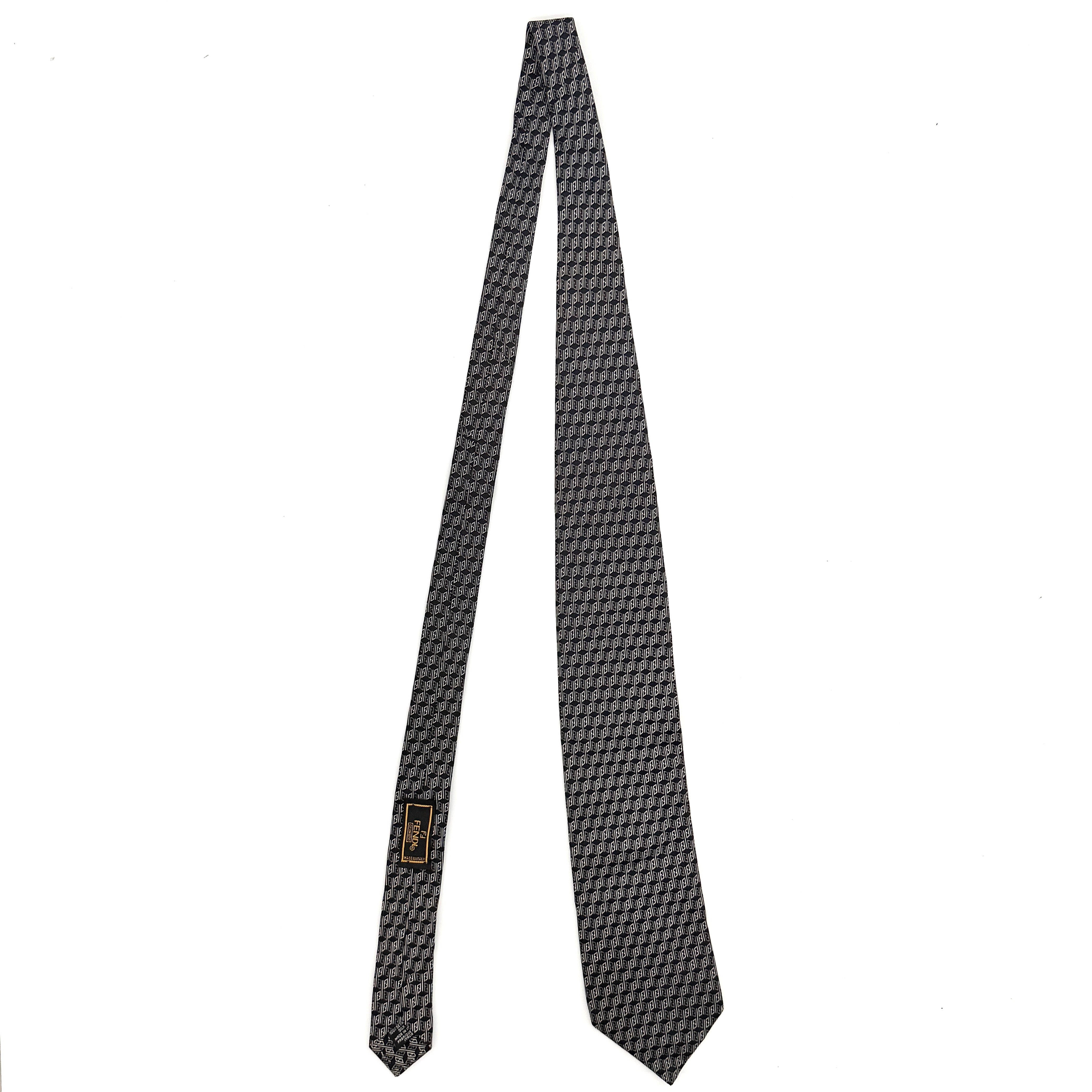Fendi FF Zucca Silk Tie Black