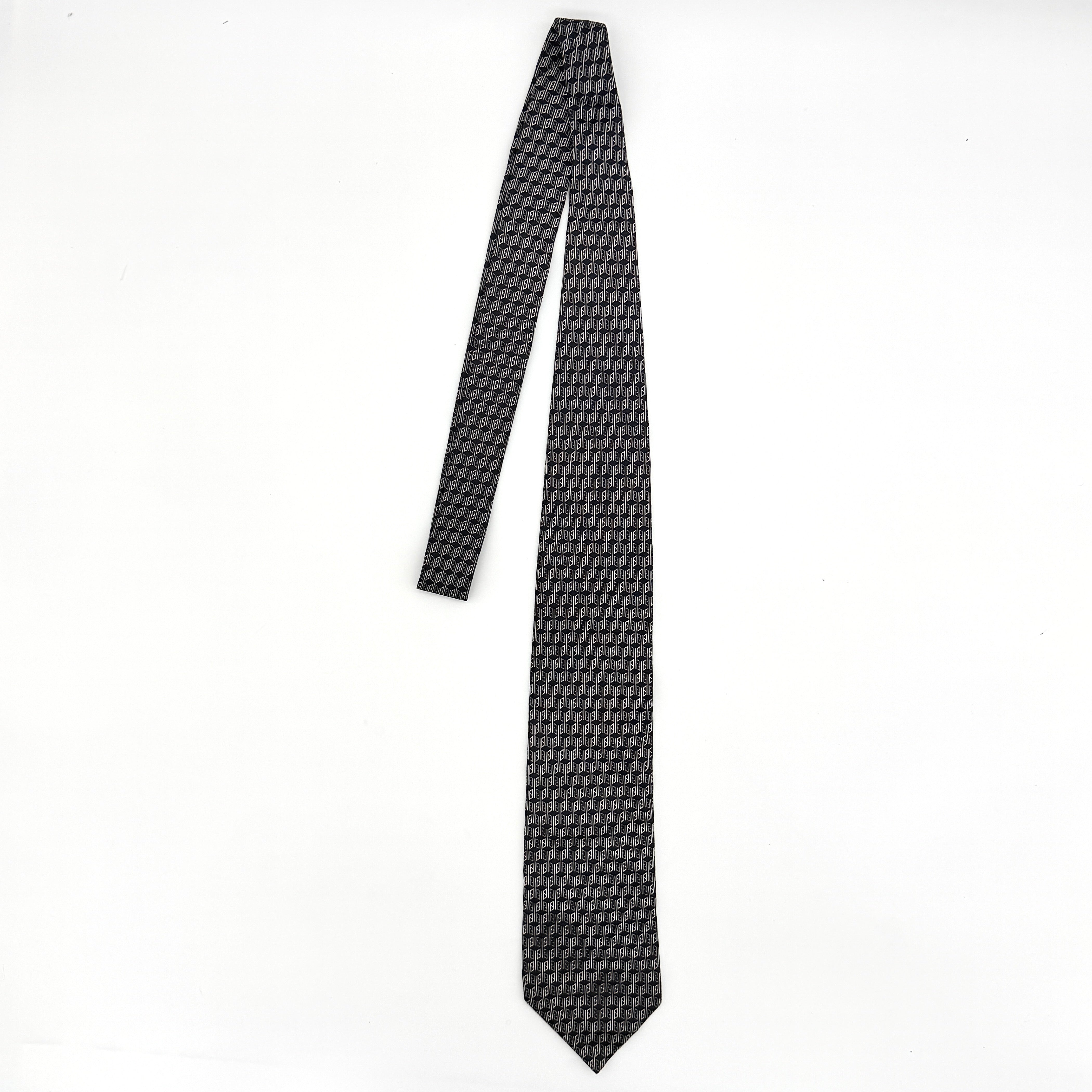 Fendi FF Zucca Silk Tie Black