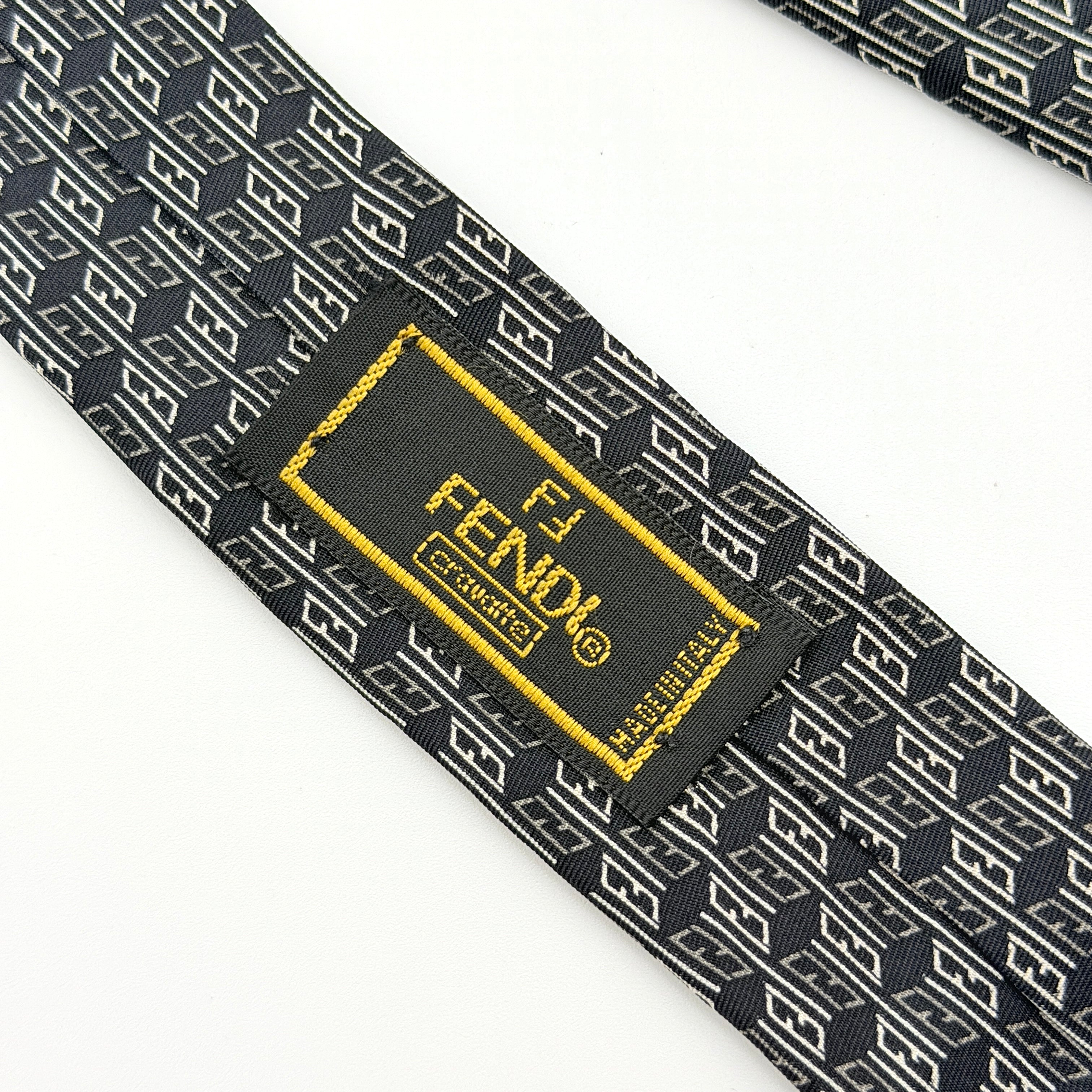 Fendi FF Zucca Silk Tie Black