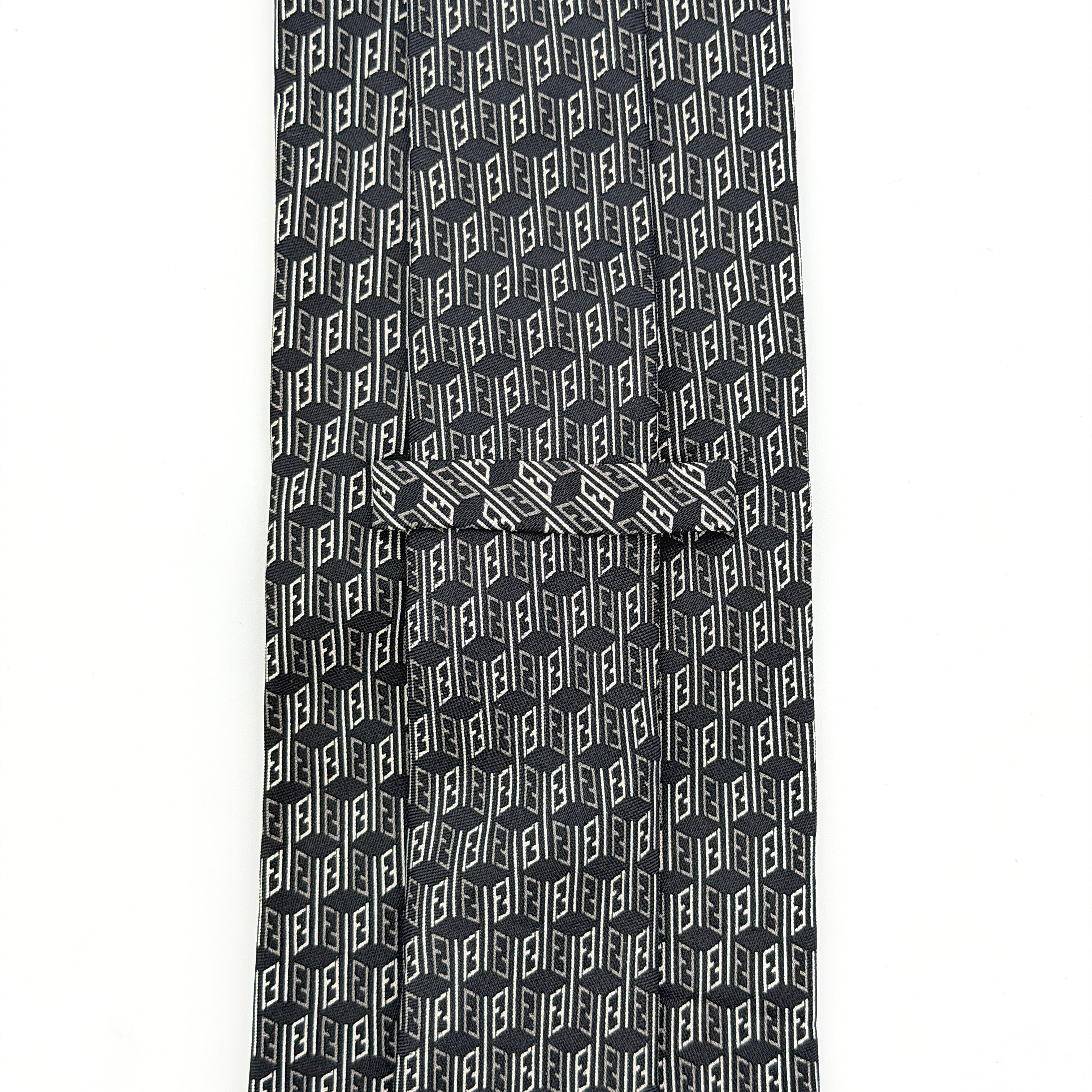 Fendi FF Zucca Silk Tie Black
