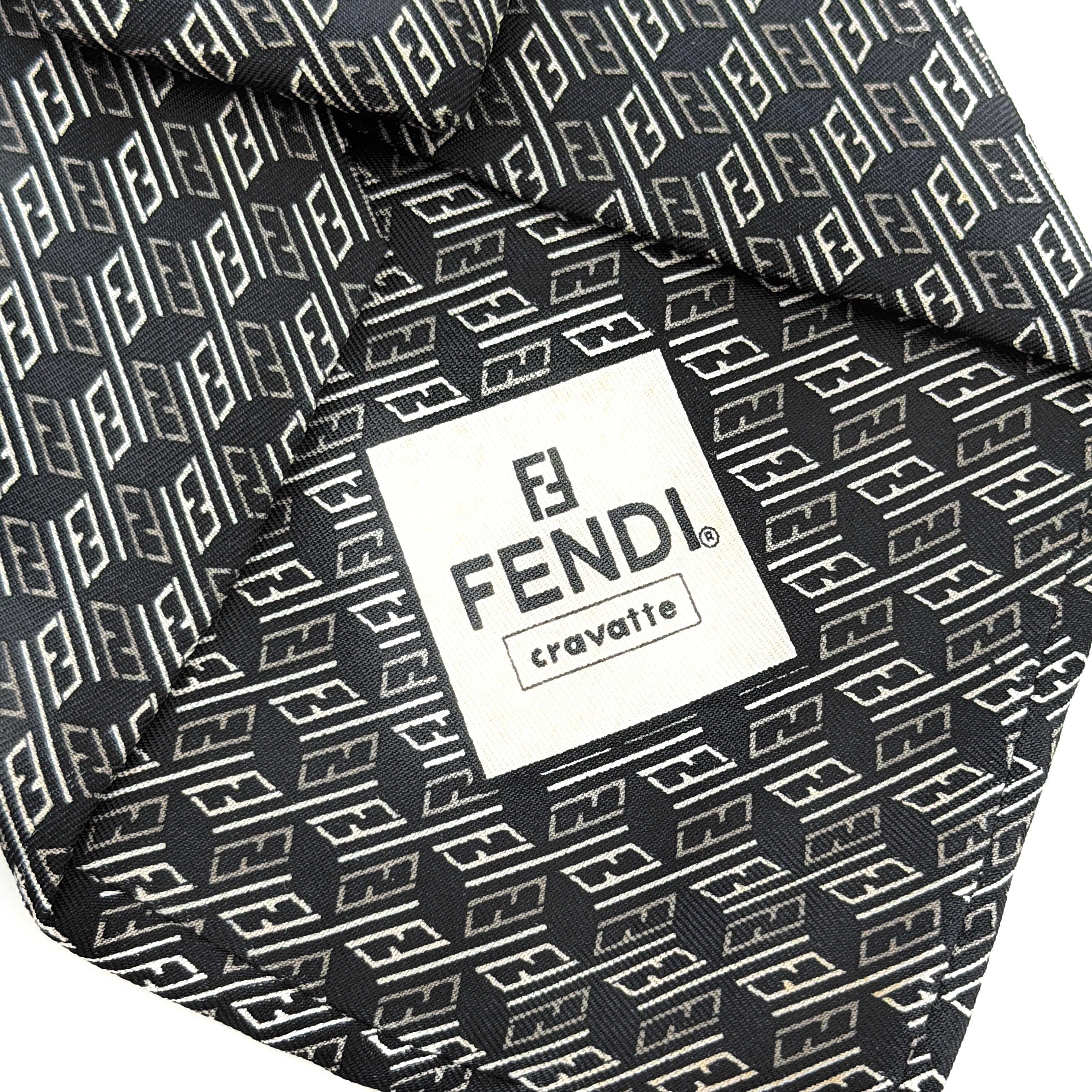 Fendi FF Zucca Silk Tie Black