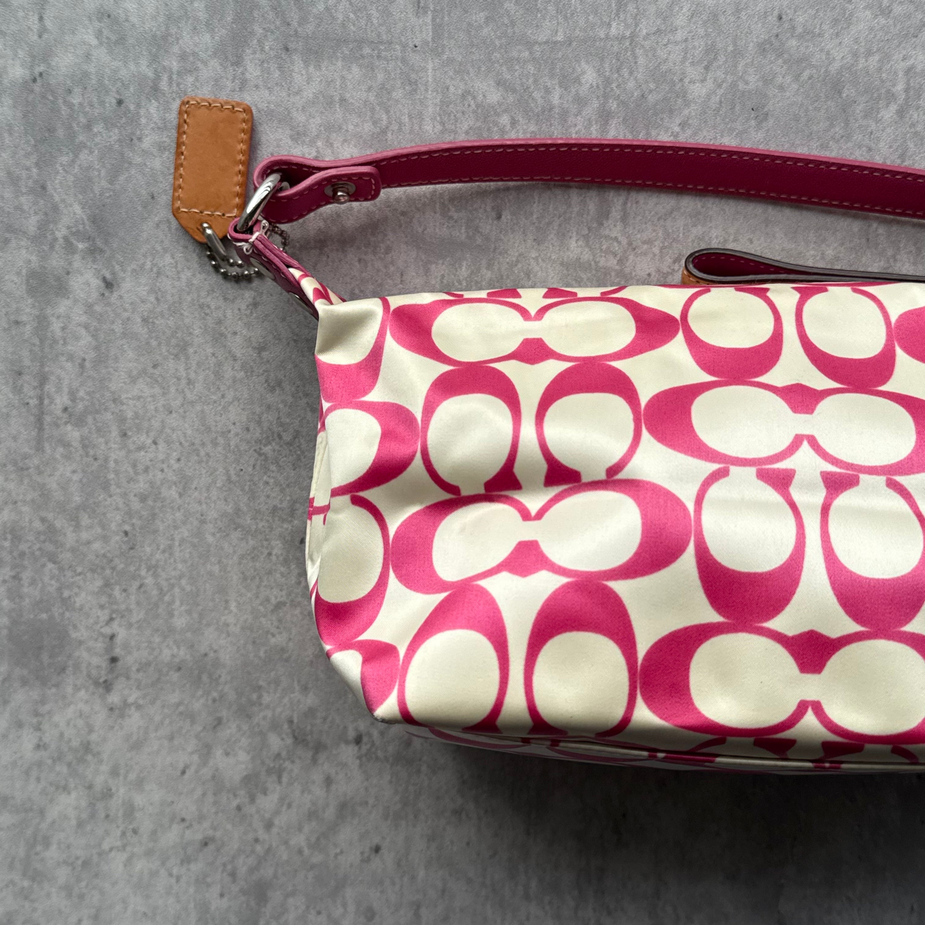 Coach Signature Canvas Mini Shoulder Bag Pink/White