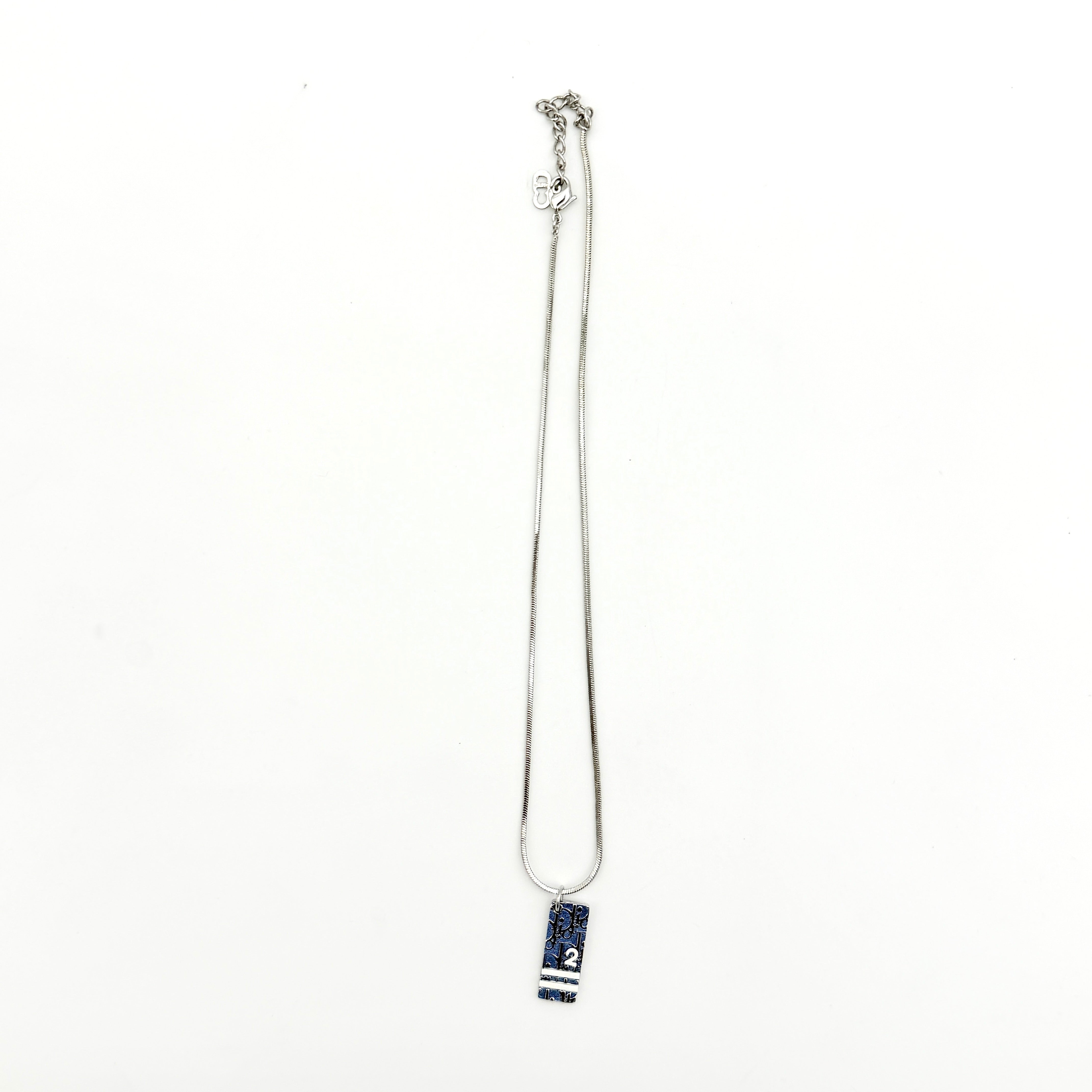 Christian Dior Trotter Pendant Necklace Blue