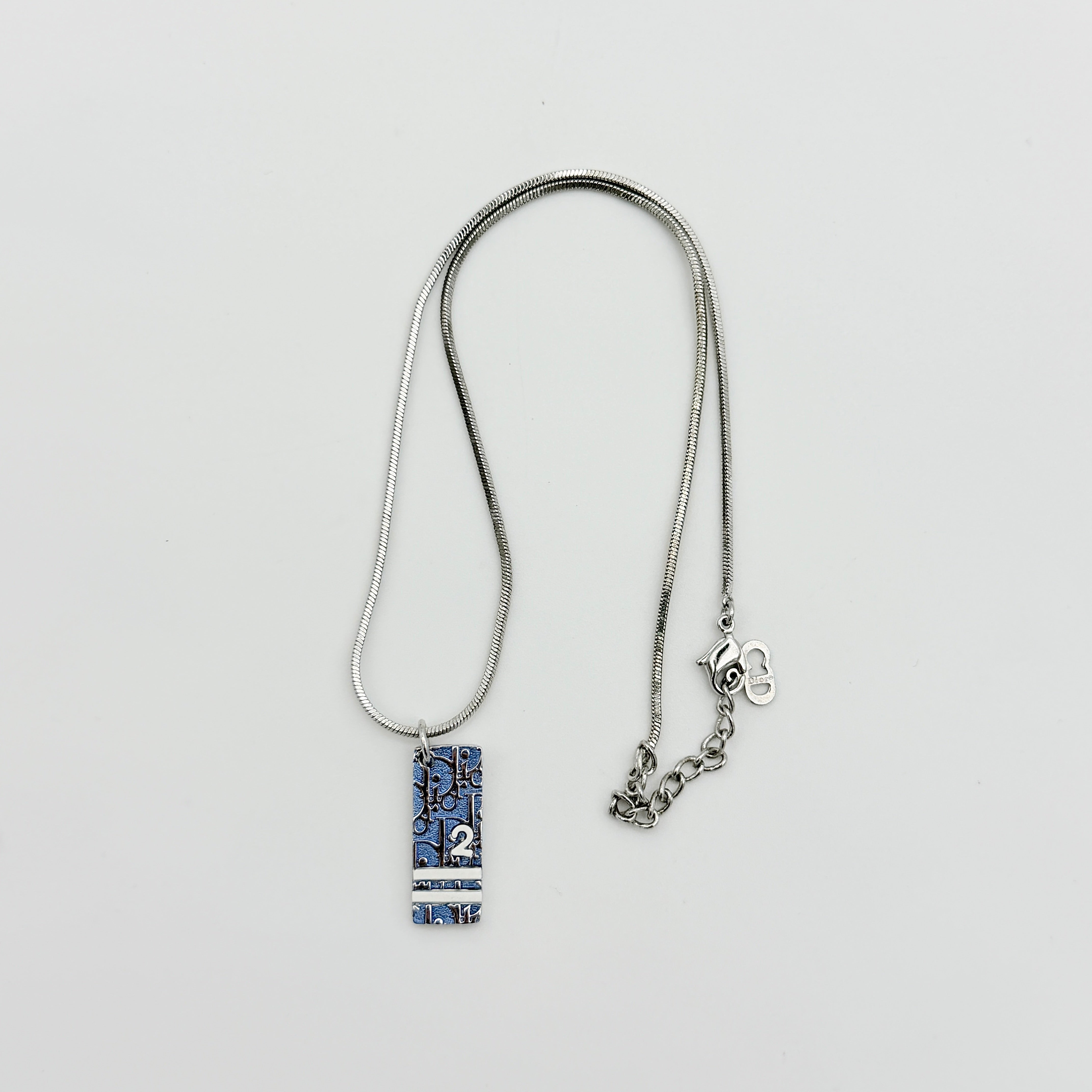 Christian Dior Trotter Pendant Necklace Blue