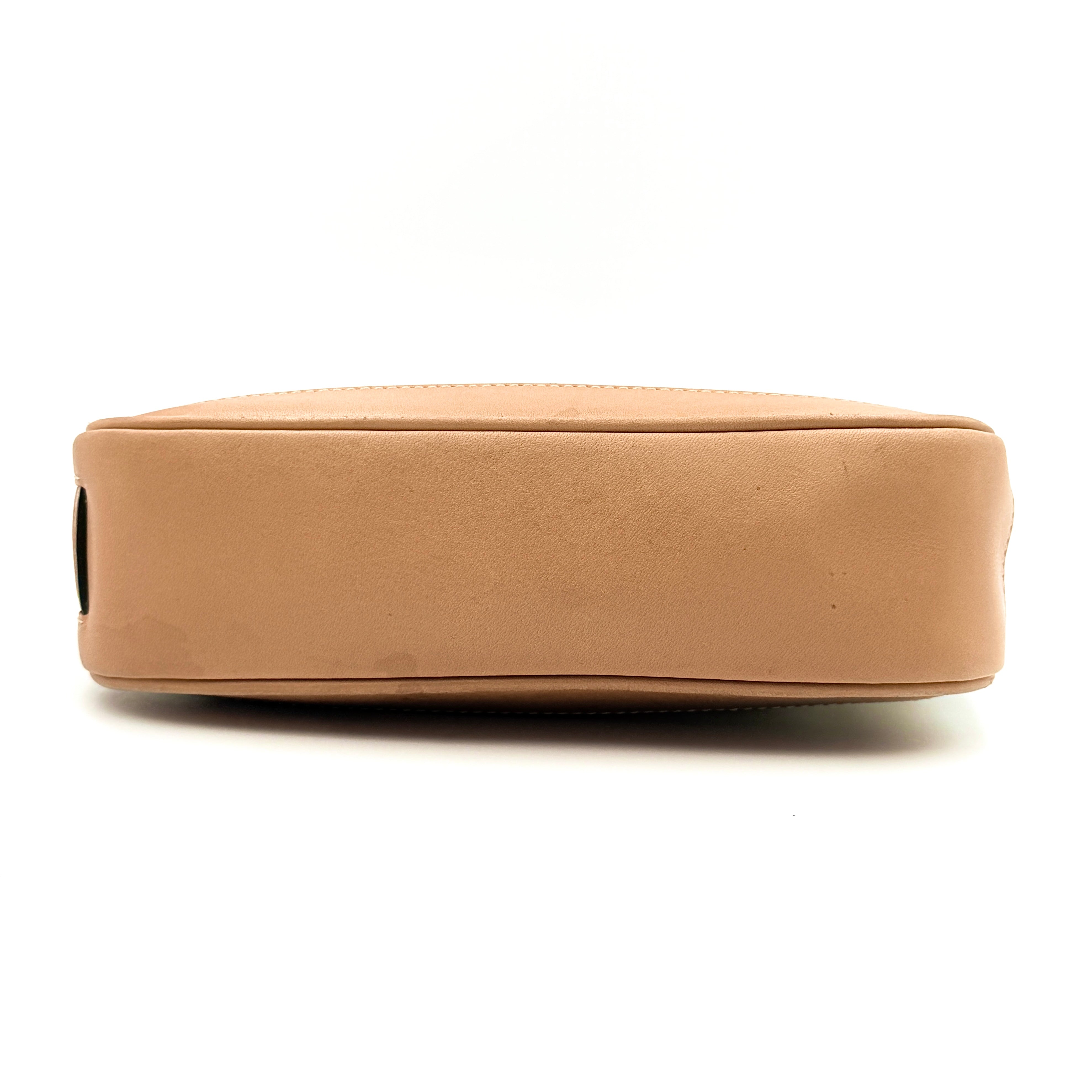 Coach Y2K Demi Shoulder Bag in cream and tan jacquard canvas with leather trim and signature tag.