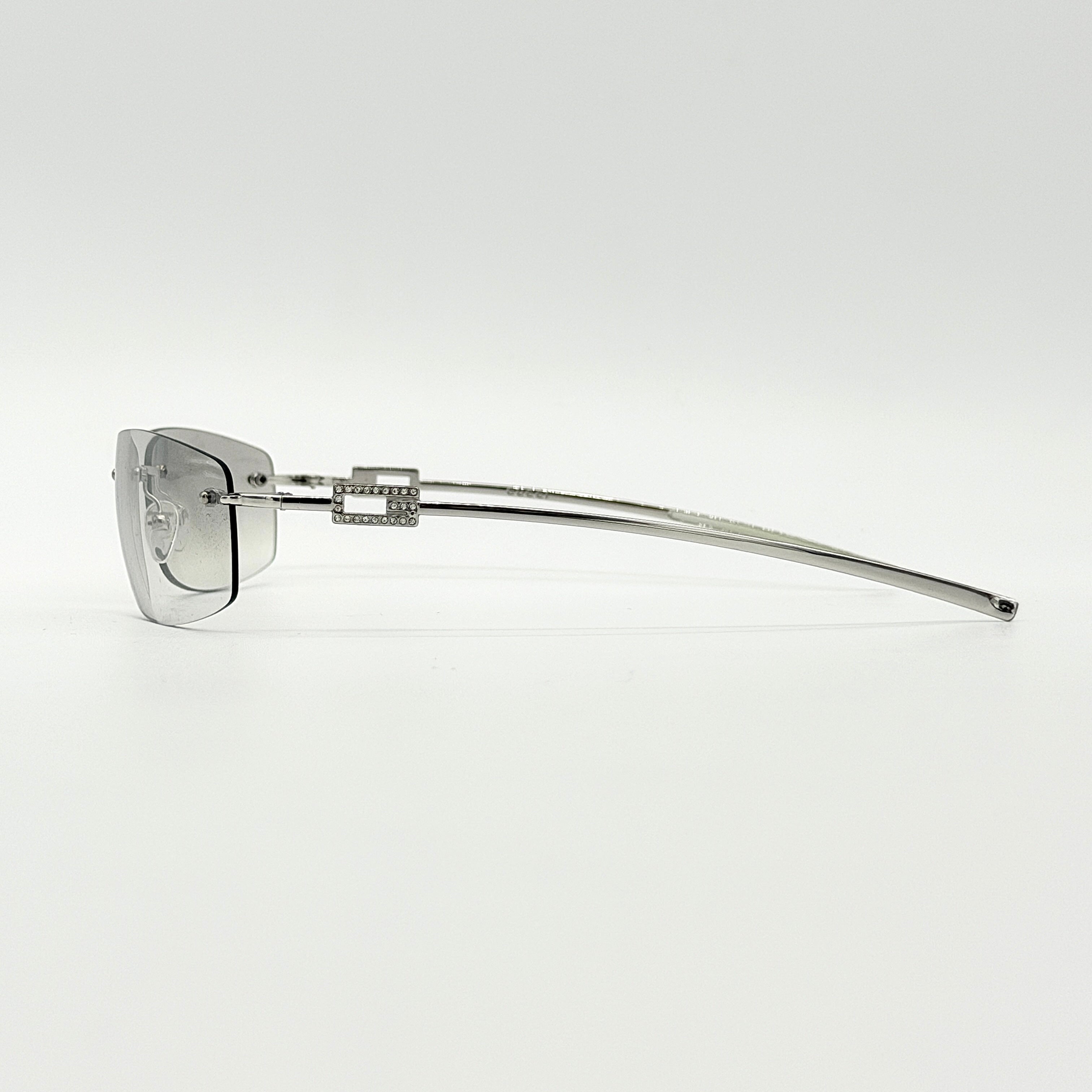 Gucci Y2K Rhinestone GG1784 Rimless Sunglasses Silver