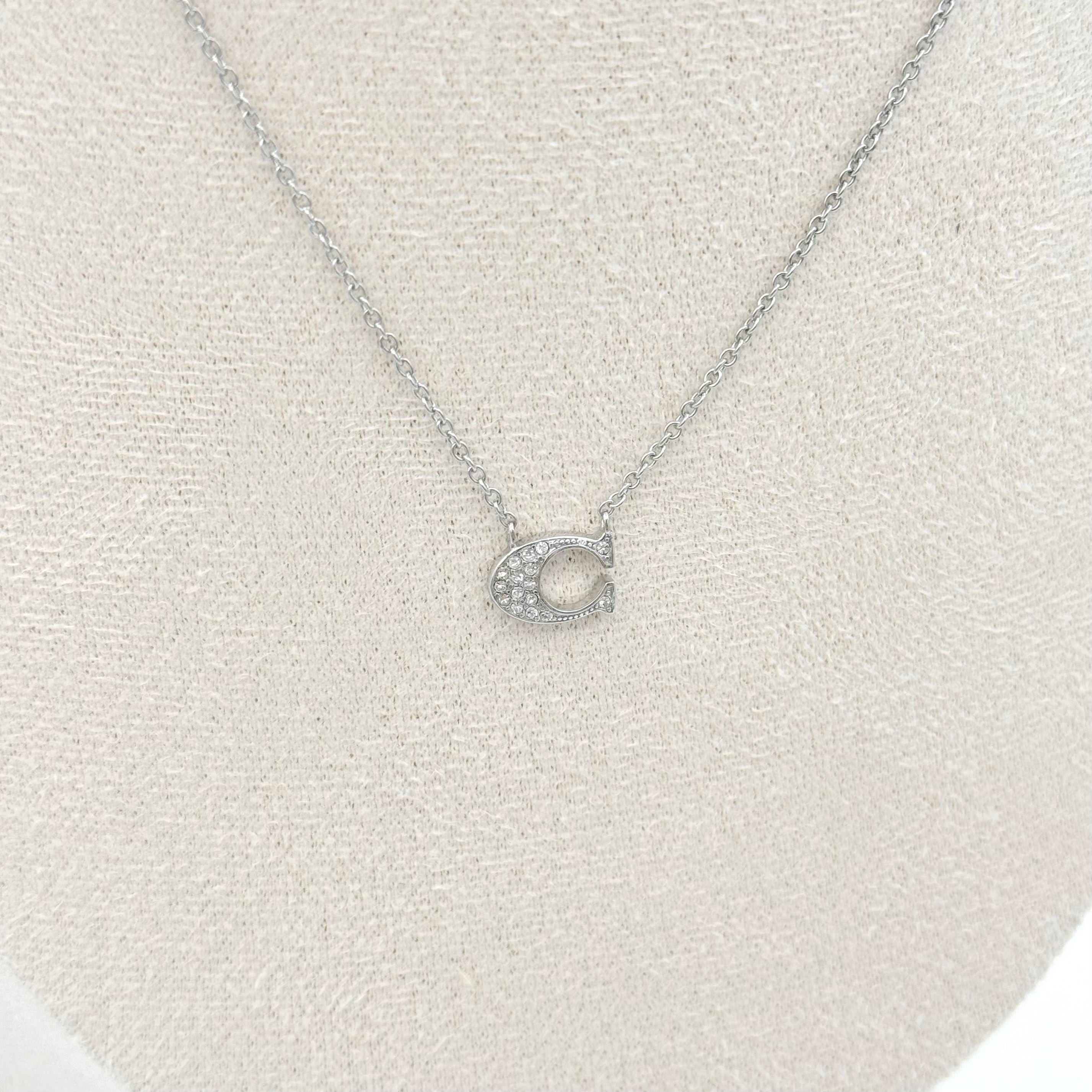 Coach Signature C Crystal Necklace Silver
