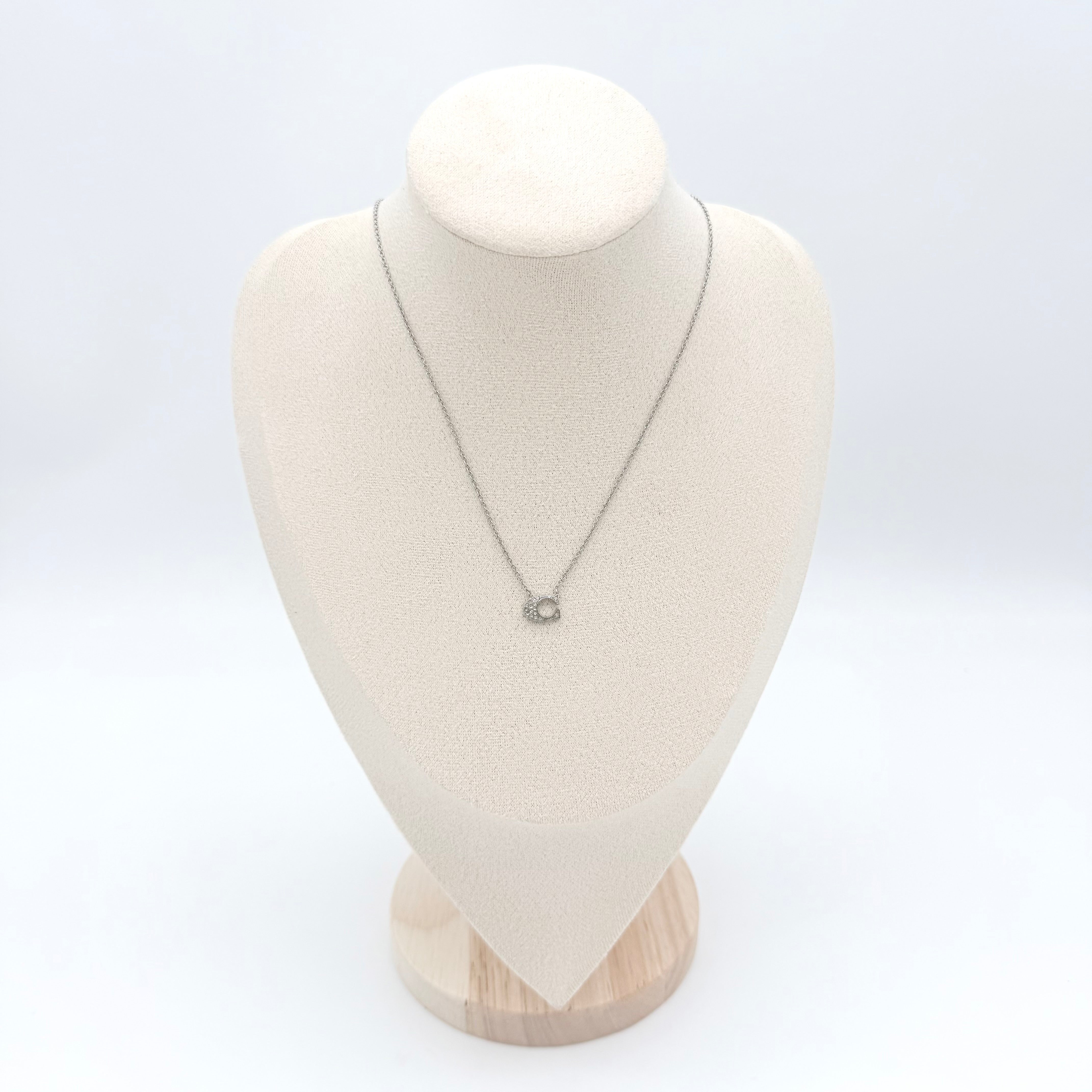 Coach Signature C Crystal Necklace Silver
