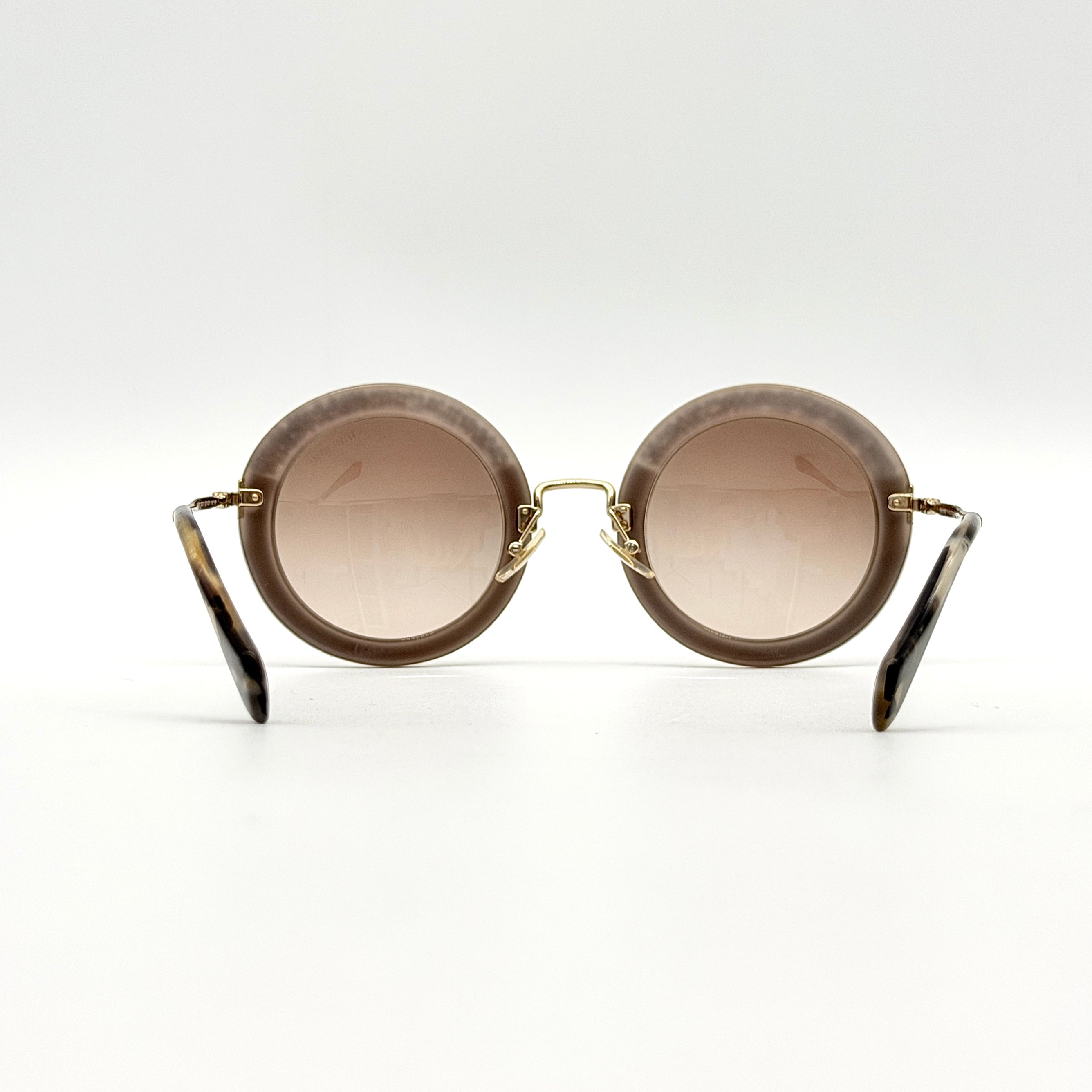 Miu Miu SMU 08R Round Crystal Sunglasses Gold