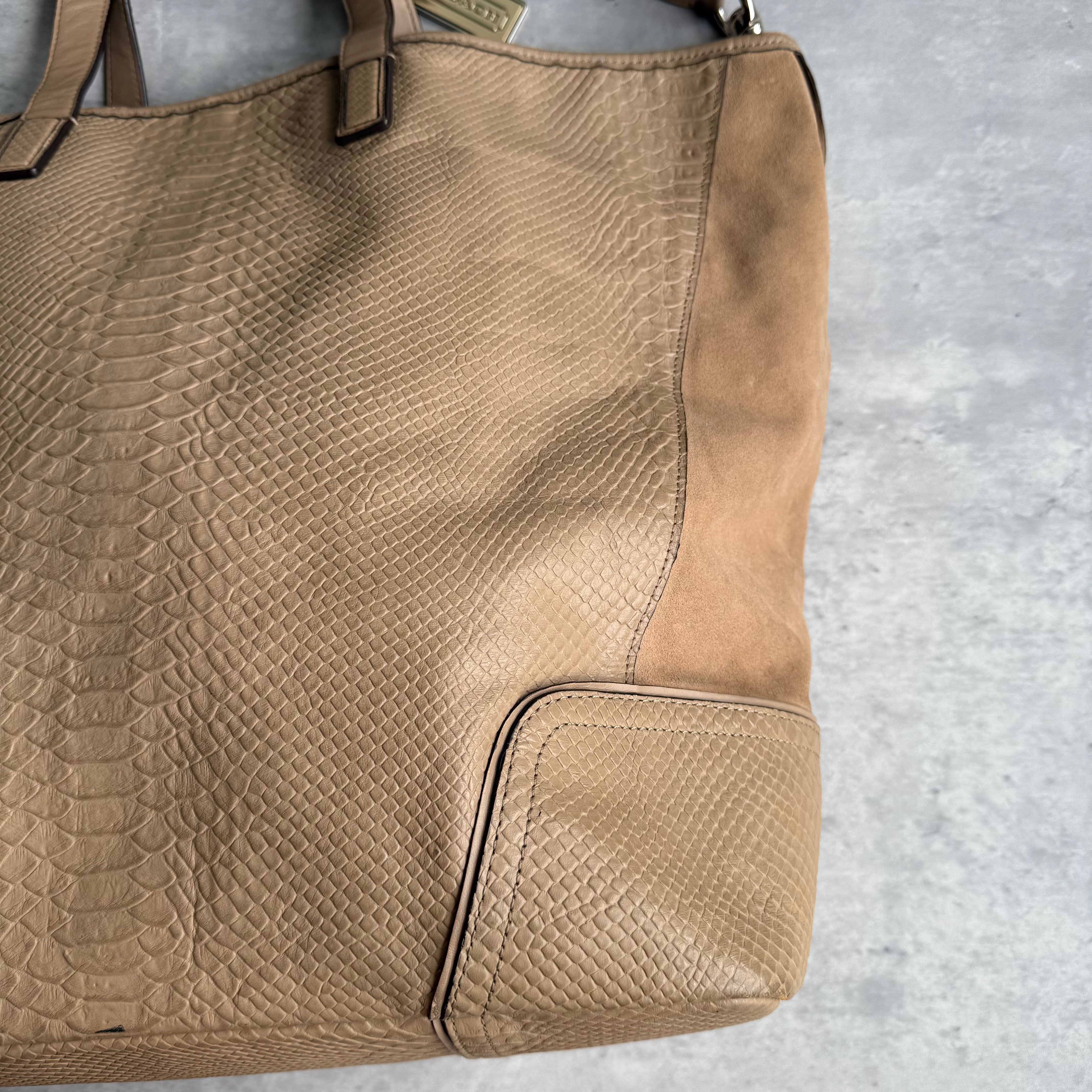 Coach Hadley XL Python Tote Bag Tan