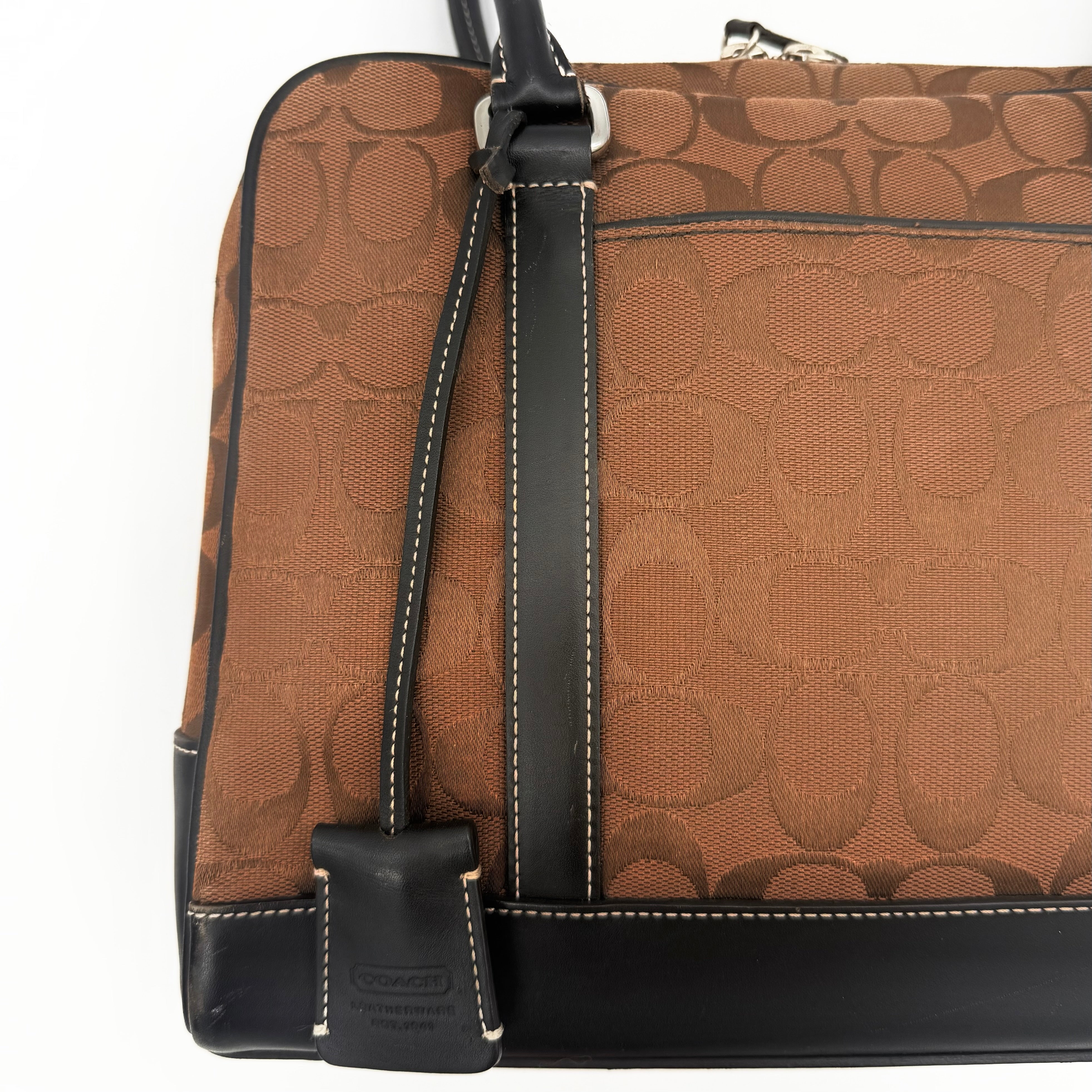 Coach Signature Canvas Satchel Handbag Brown/Black