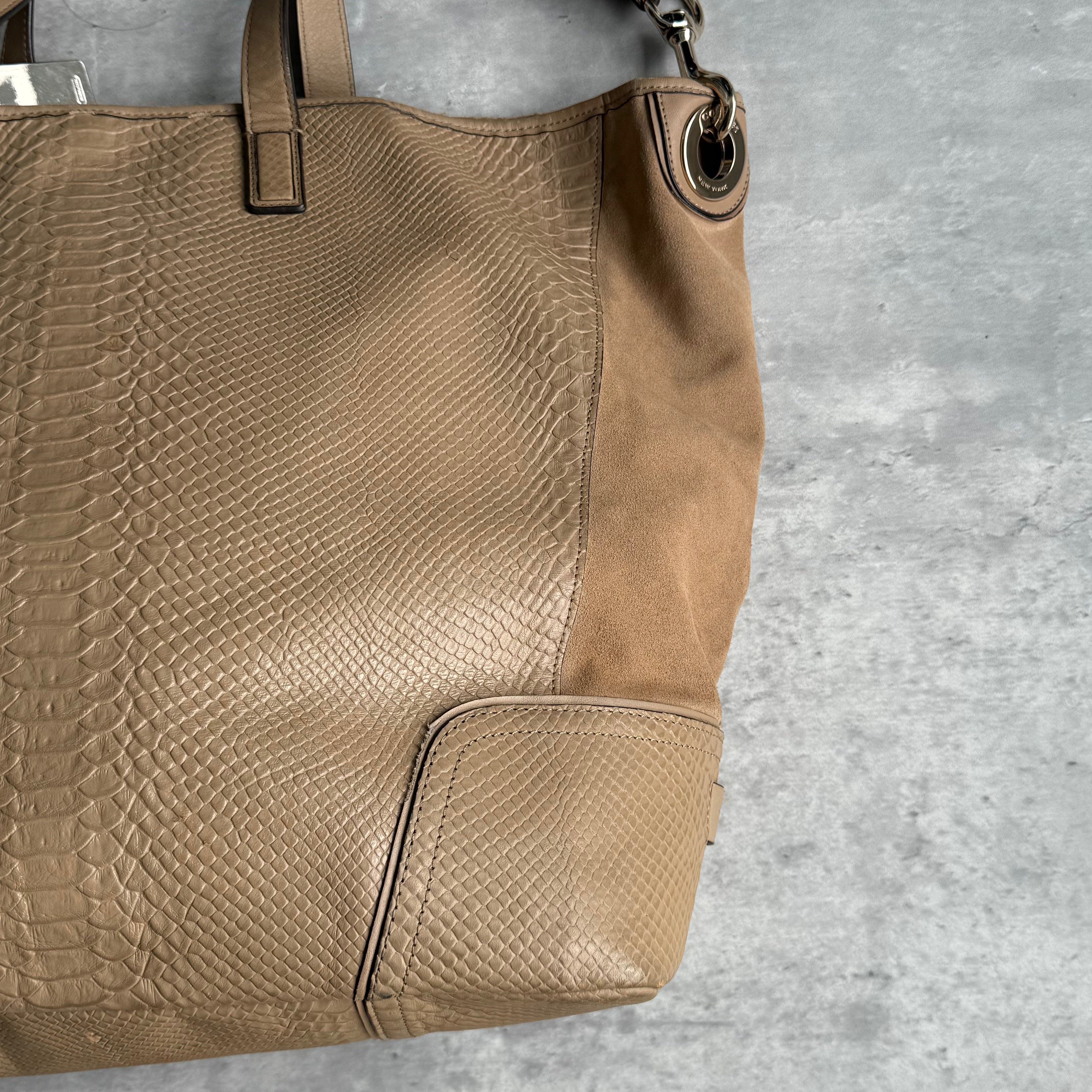 Coach Hadley XL Python Tote Bag Tan