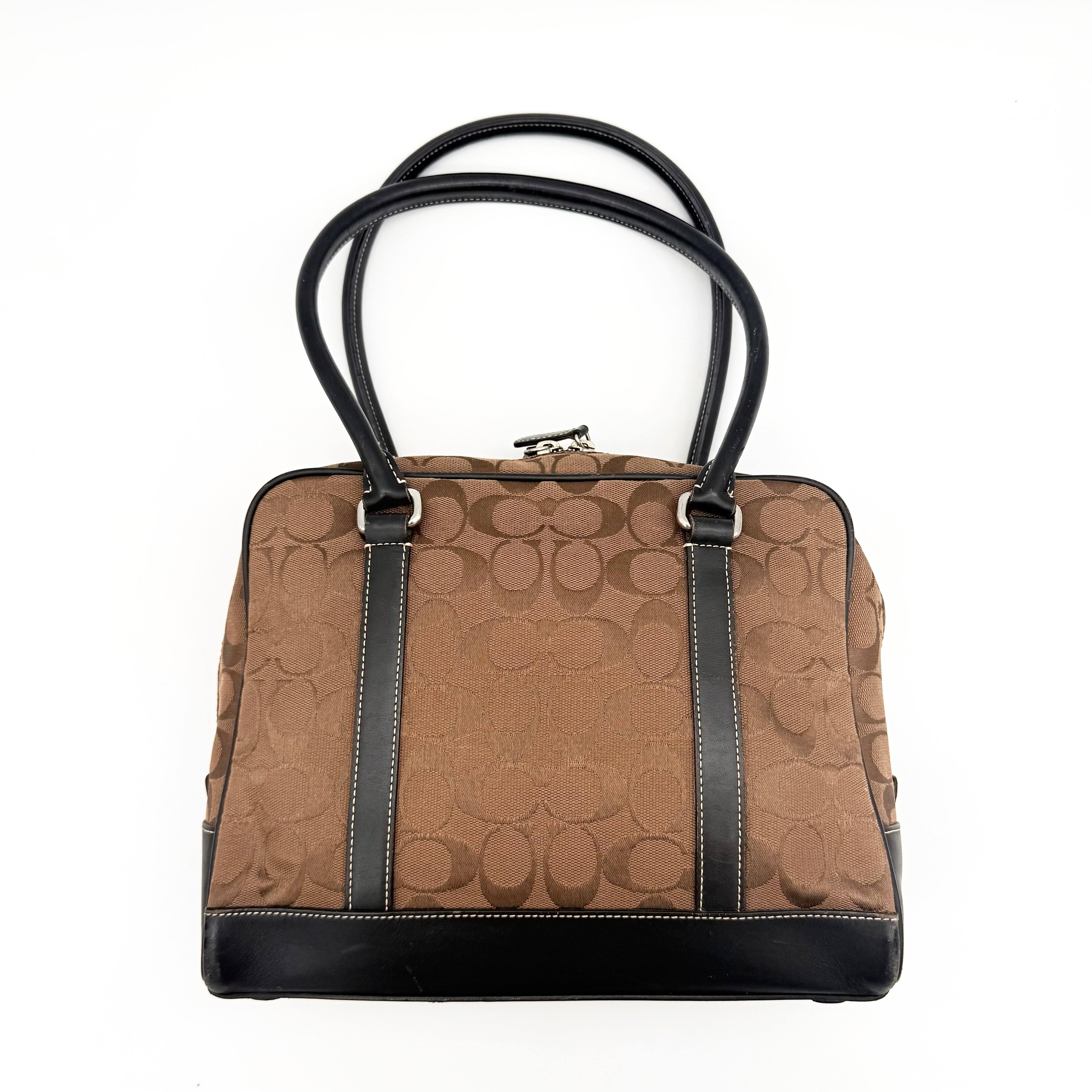 Coach Signature Canvas Satchel Handbag Brown/Black
