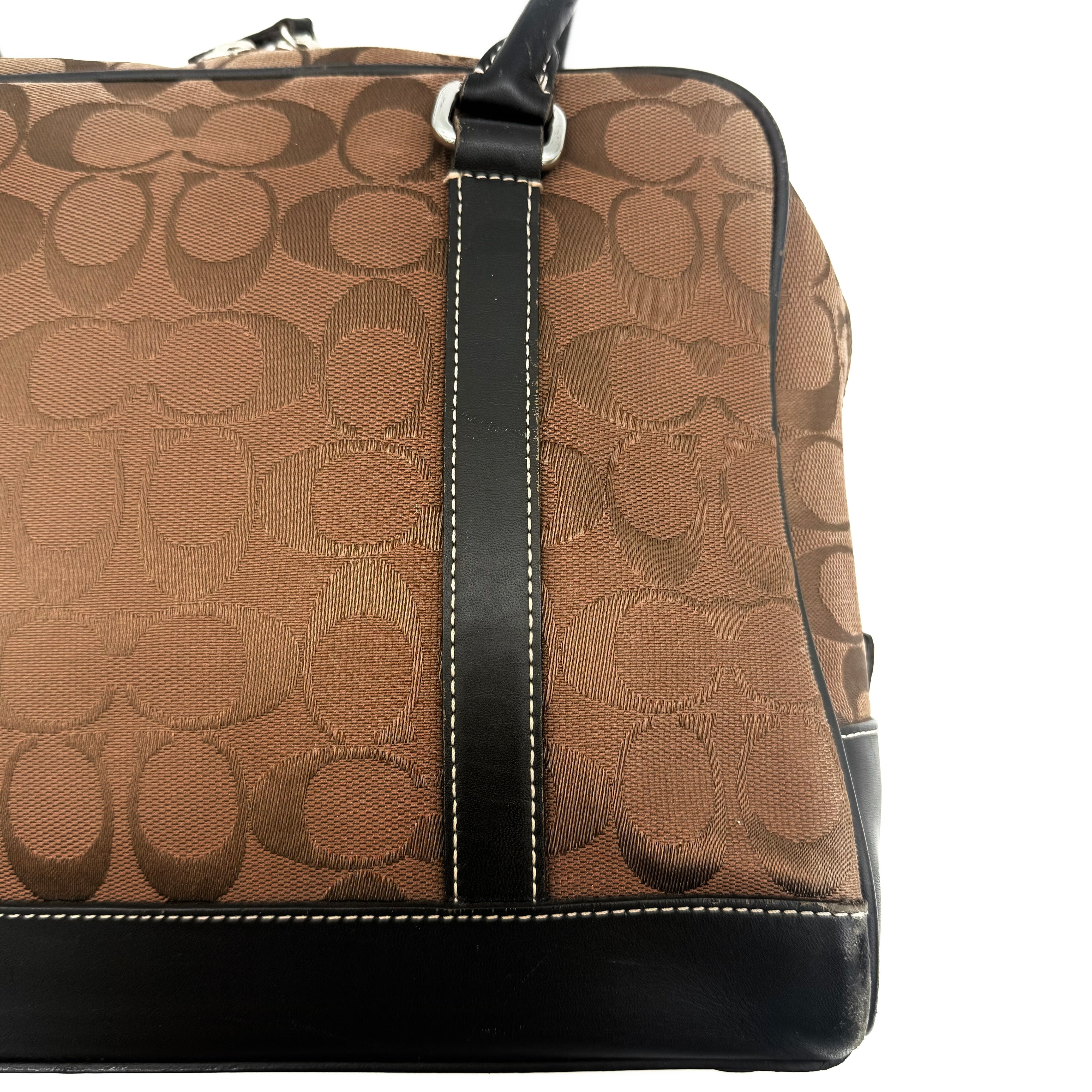 Coach Signature Canvas Satchel Handbag Brown/Black