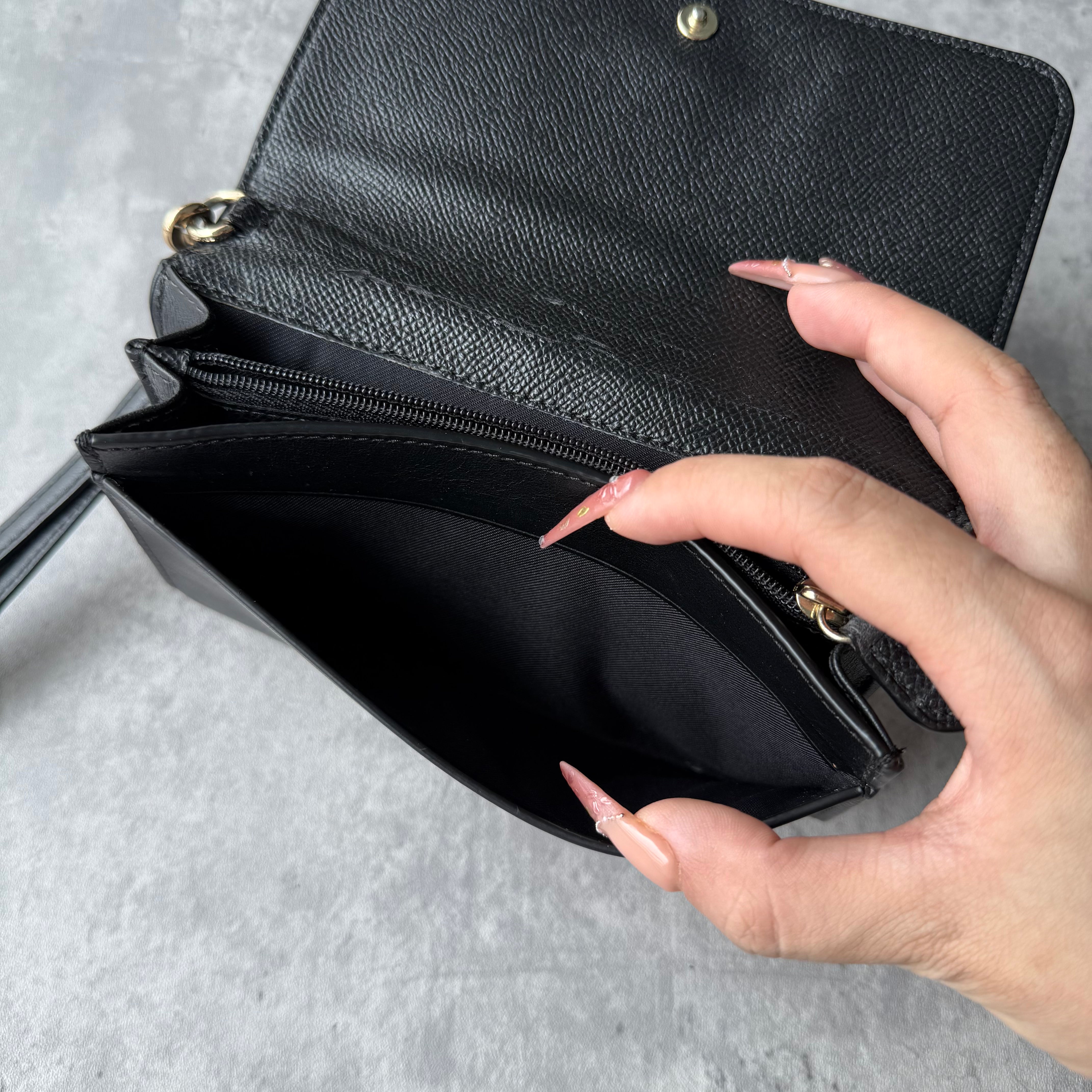 Coach Flap Wristlet Wallet Black