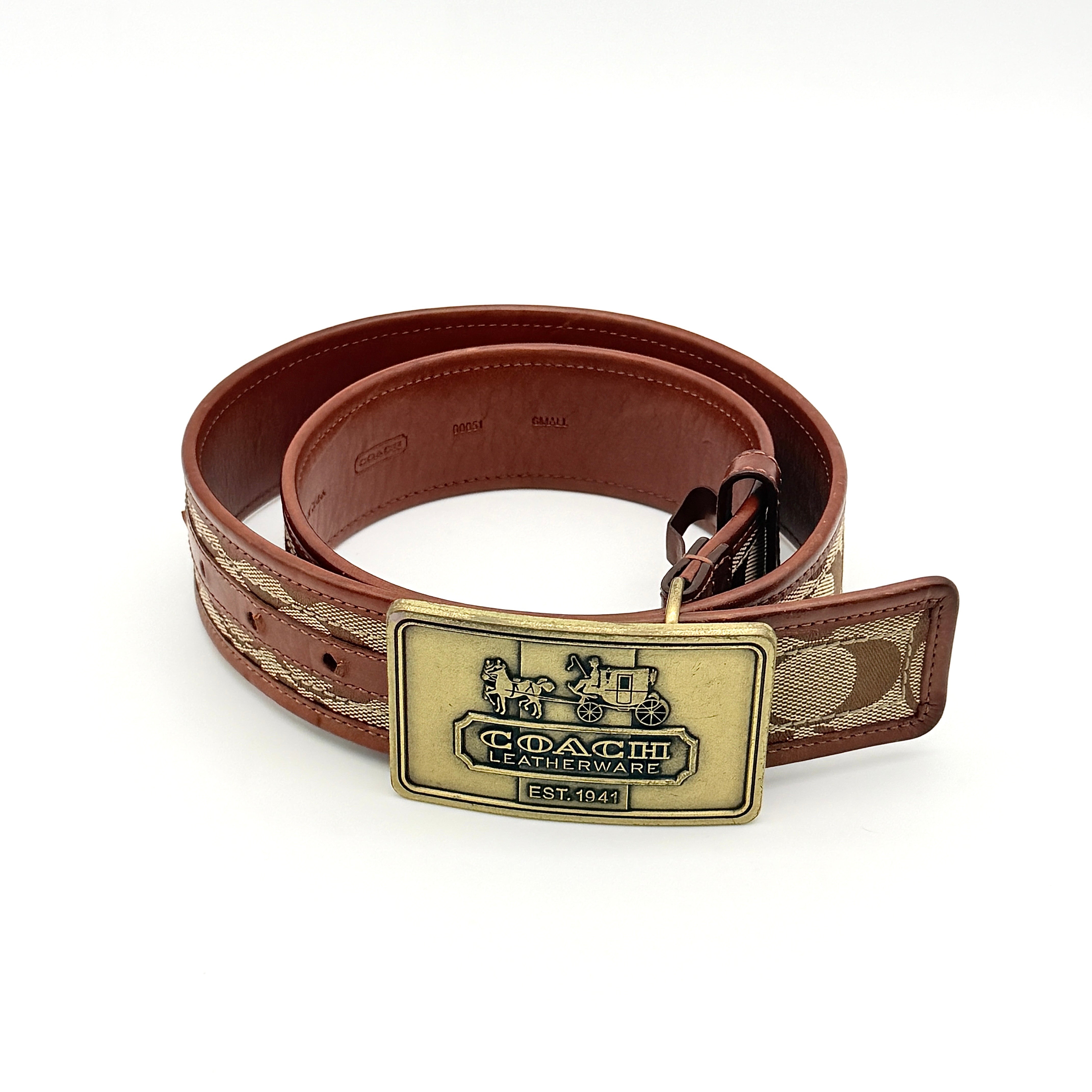 Coach Signature Canvas Buckle Belt Brown