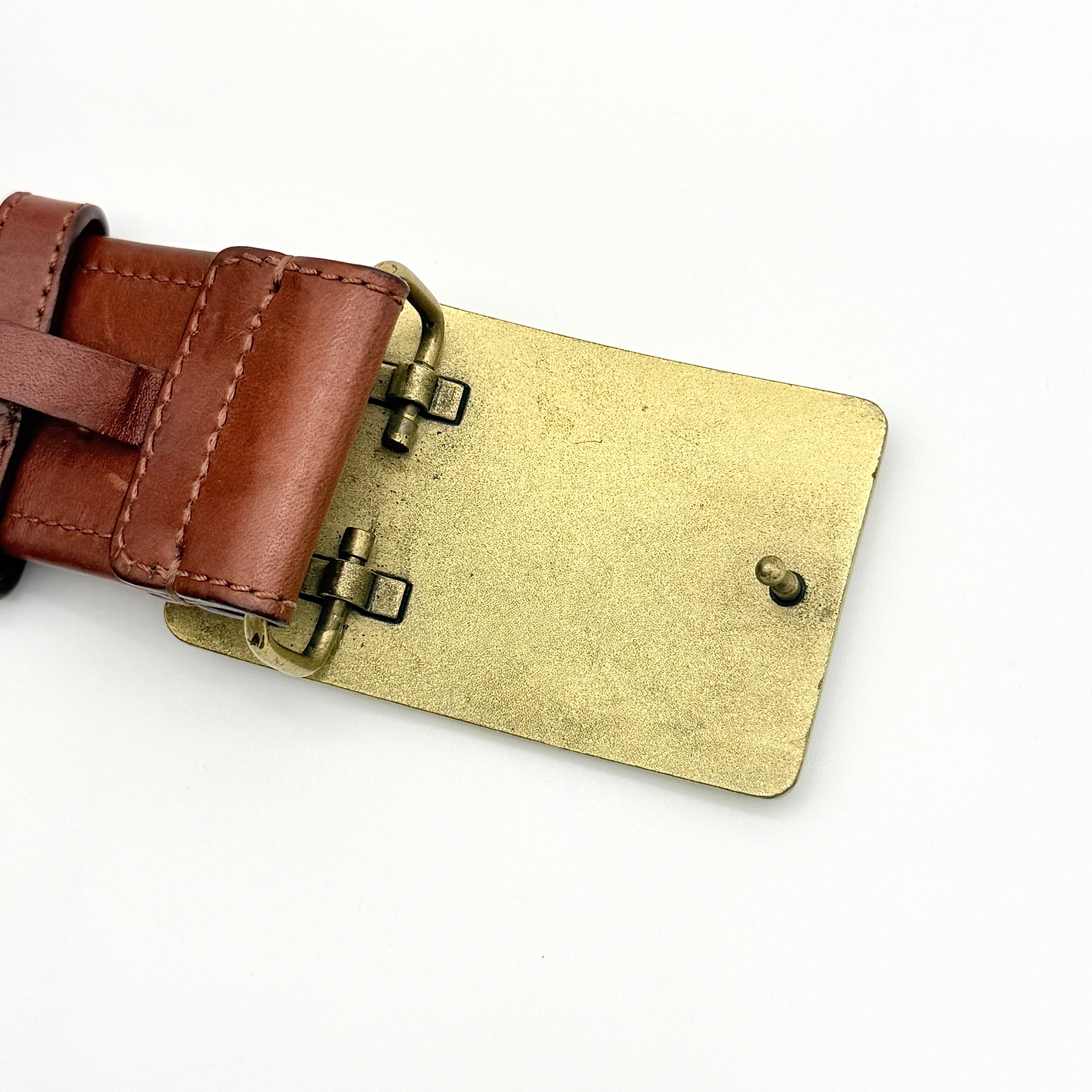 Coach Signature Canvas Buckle Belt Brown