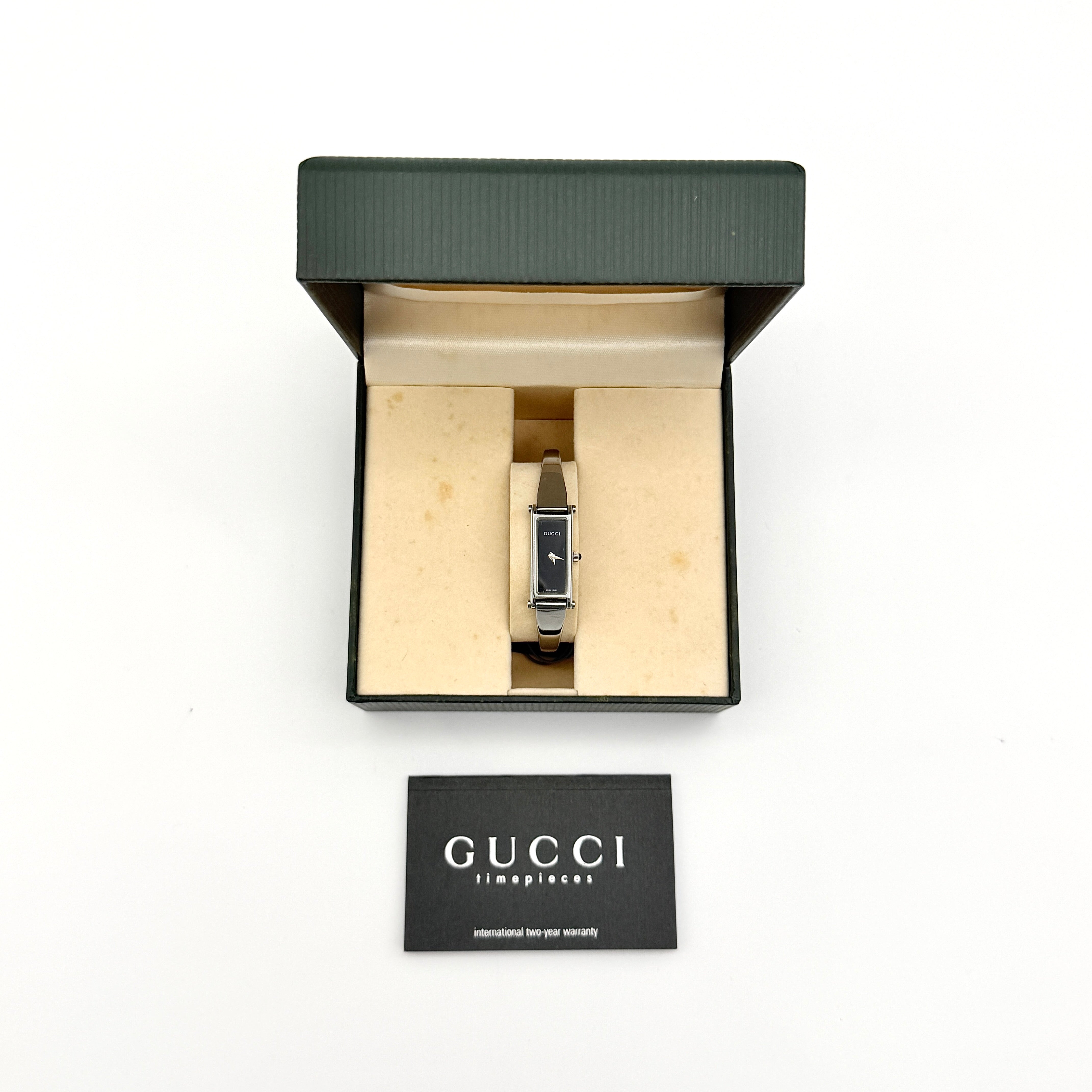 Gucci 1500L Black Dial Bangle Watch
