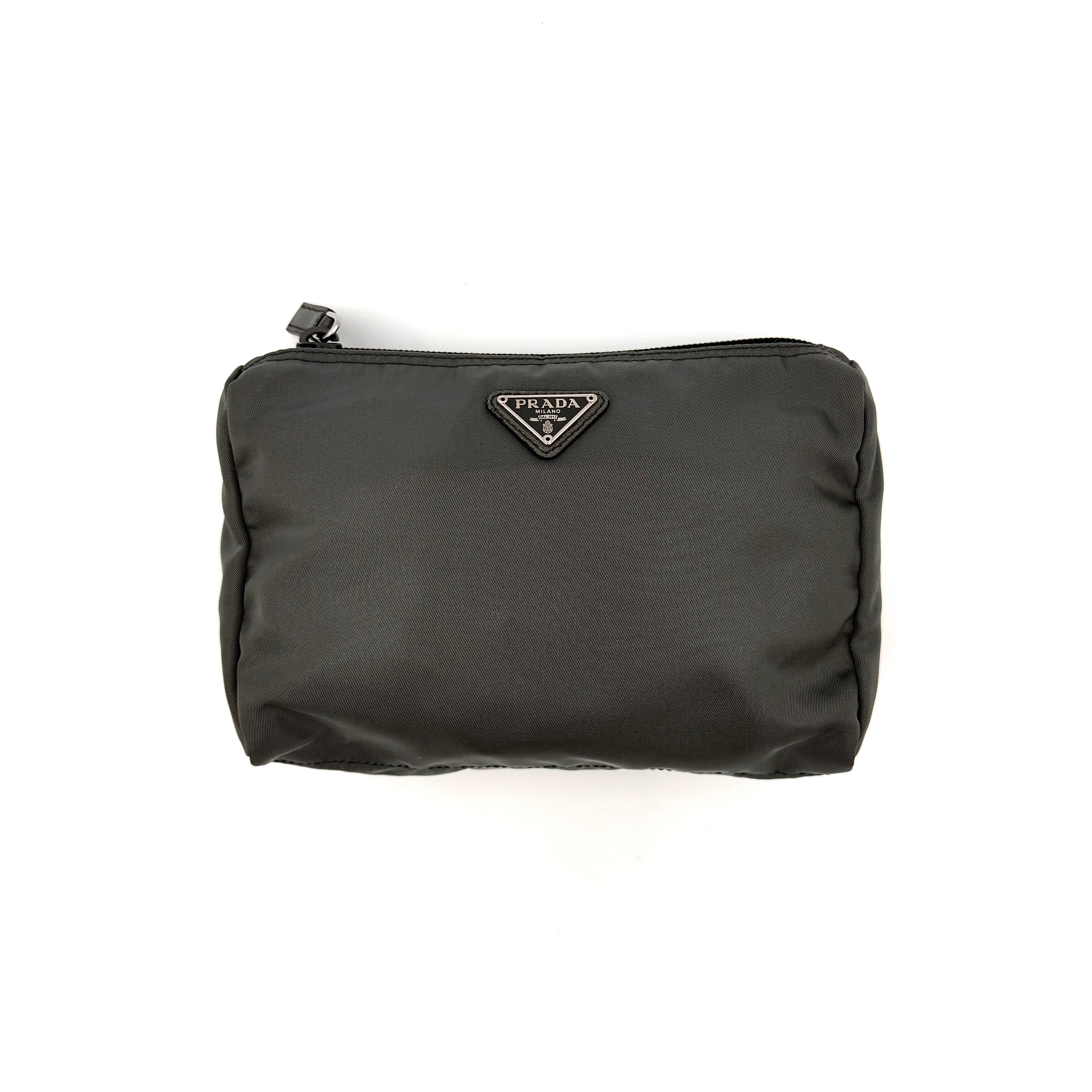 Prada Nylon Cosmetic Pouch Bag Grey