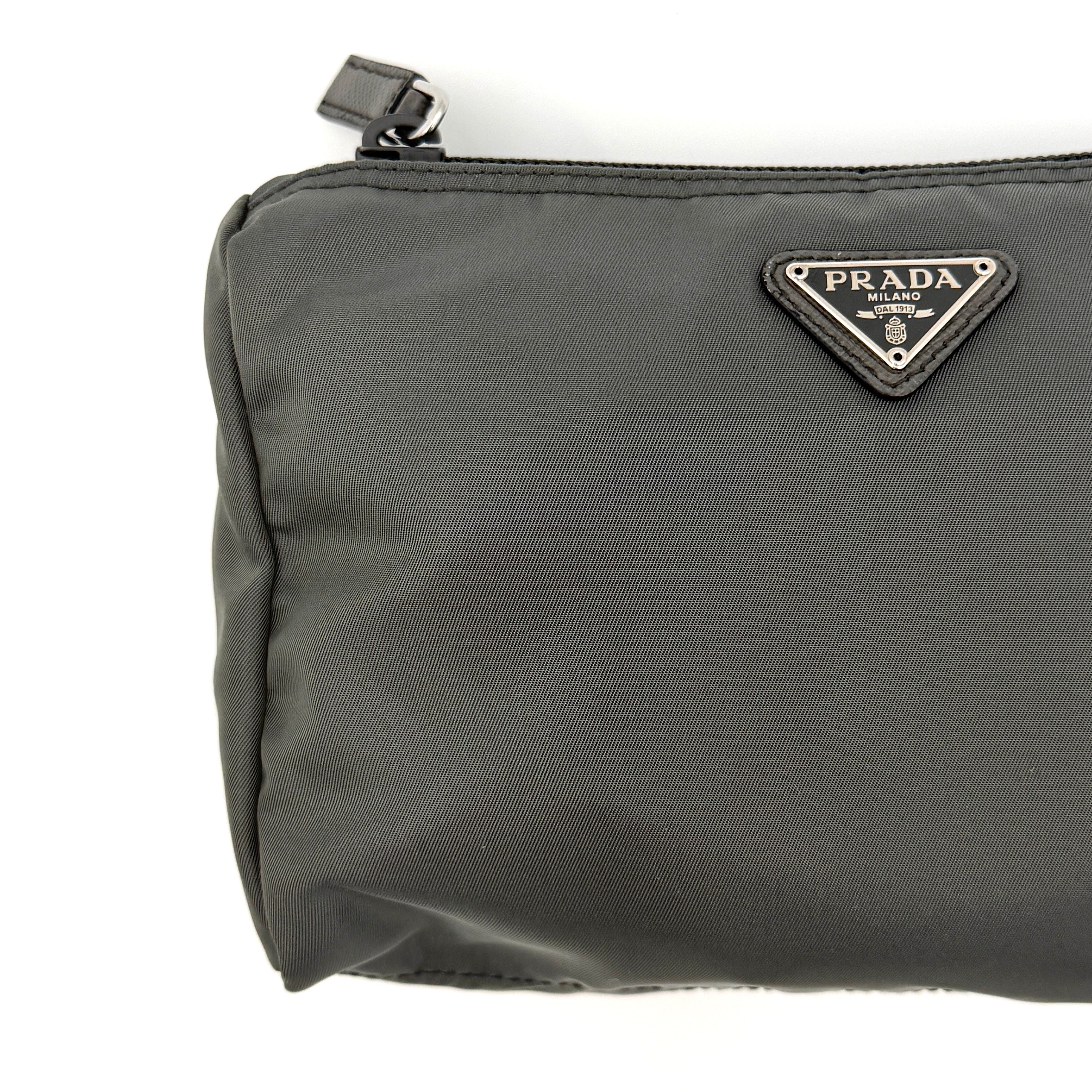 Prada Nylon Cosmetic Pouch Bag Grey